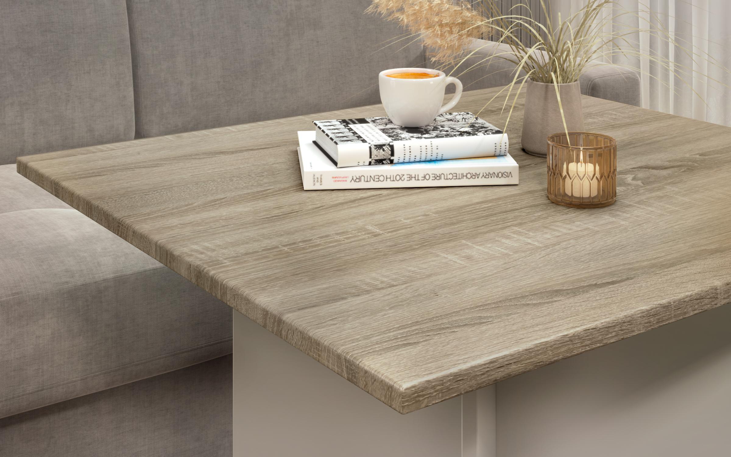 Masa dining Aurea XL + MDF, nisipiu mat + stejar sonoma  3