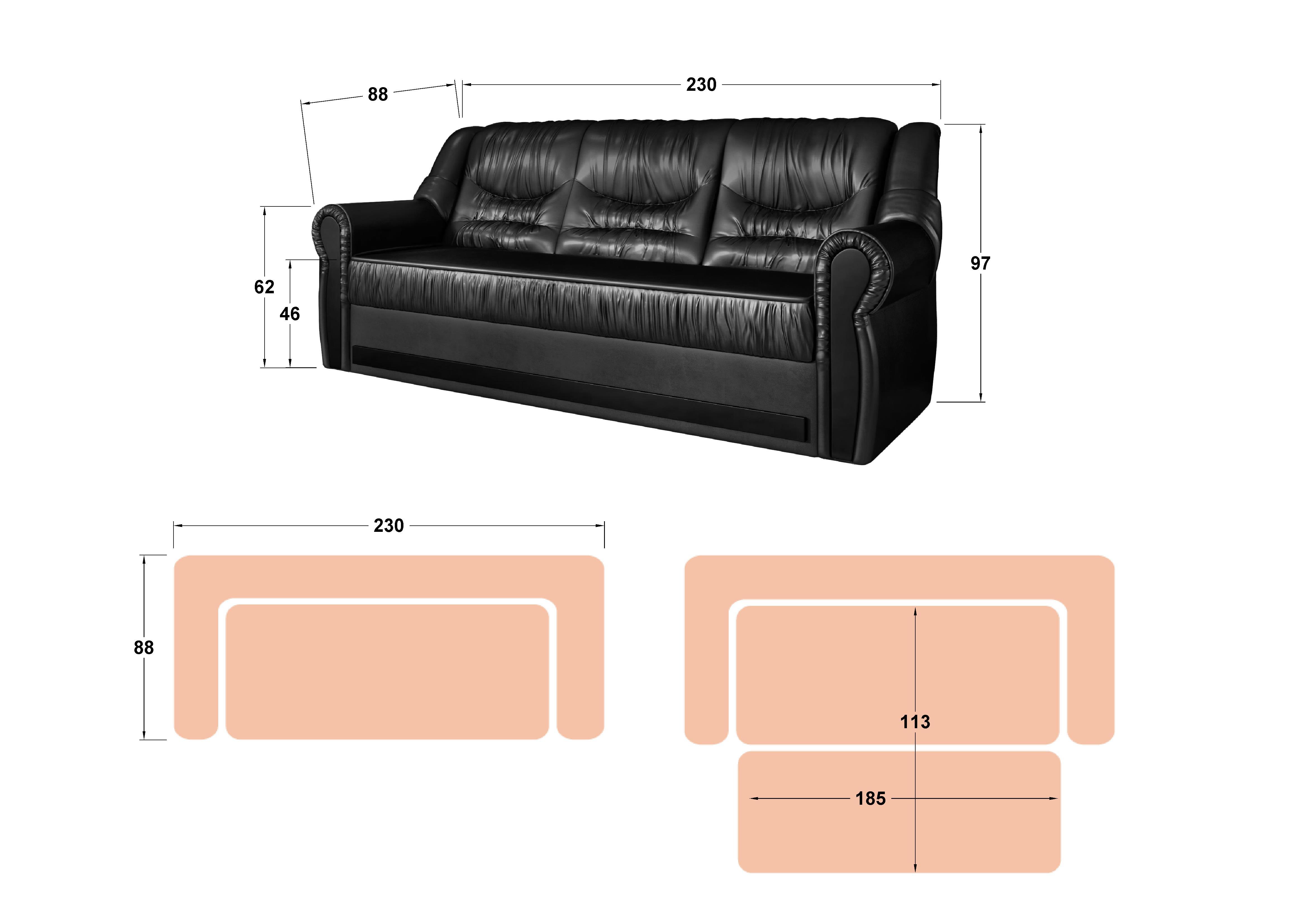 Canapea extensibila Imperial, maro inchis  2