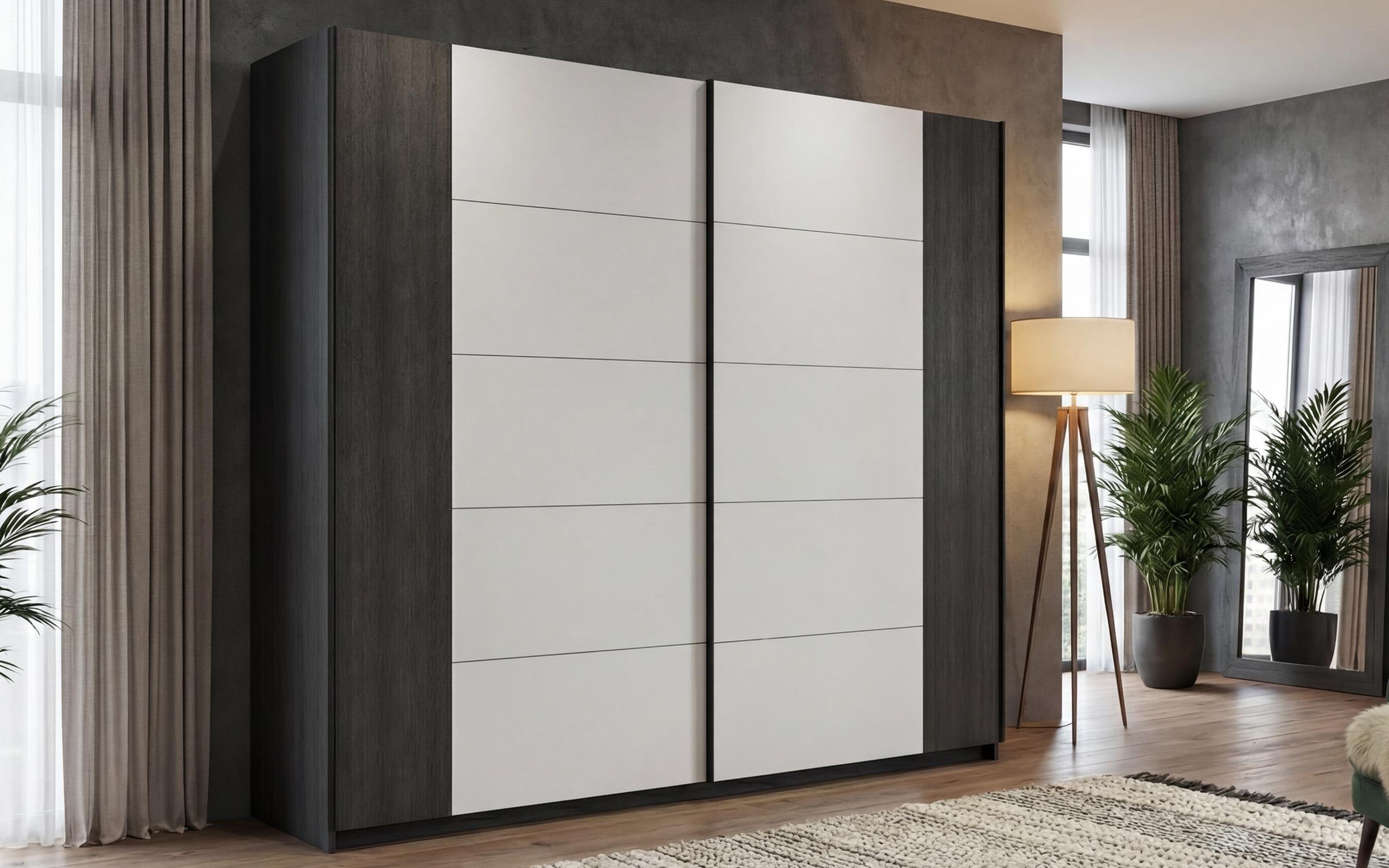 Set dormitor 160/200 Infinity + saltea, alb + stejar antracit  7