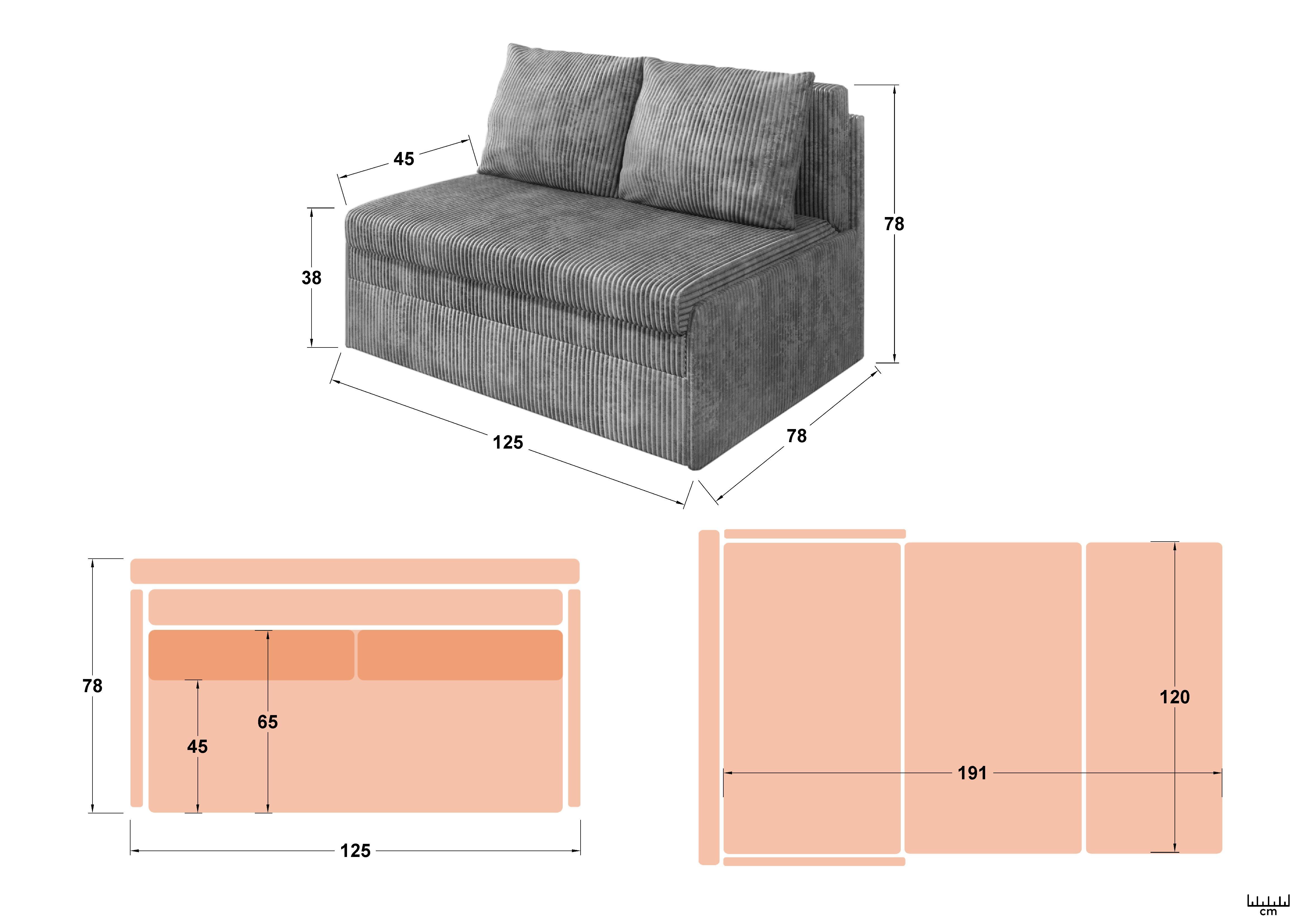 Canapea extensibila Caddy, verde  2