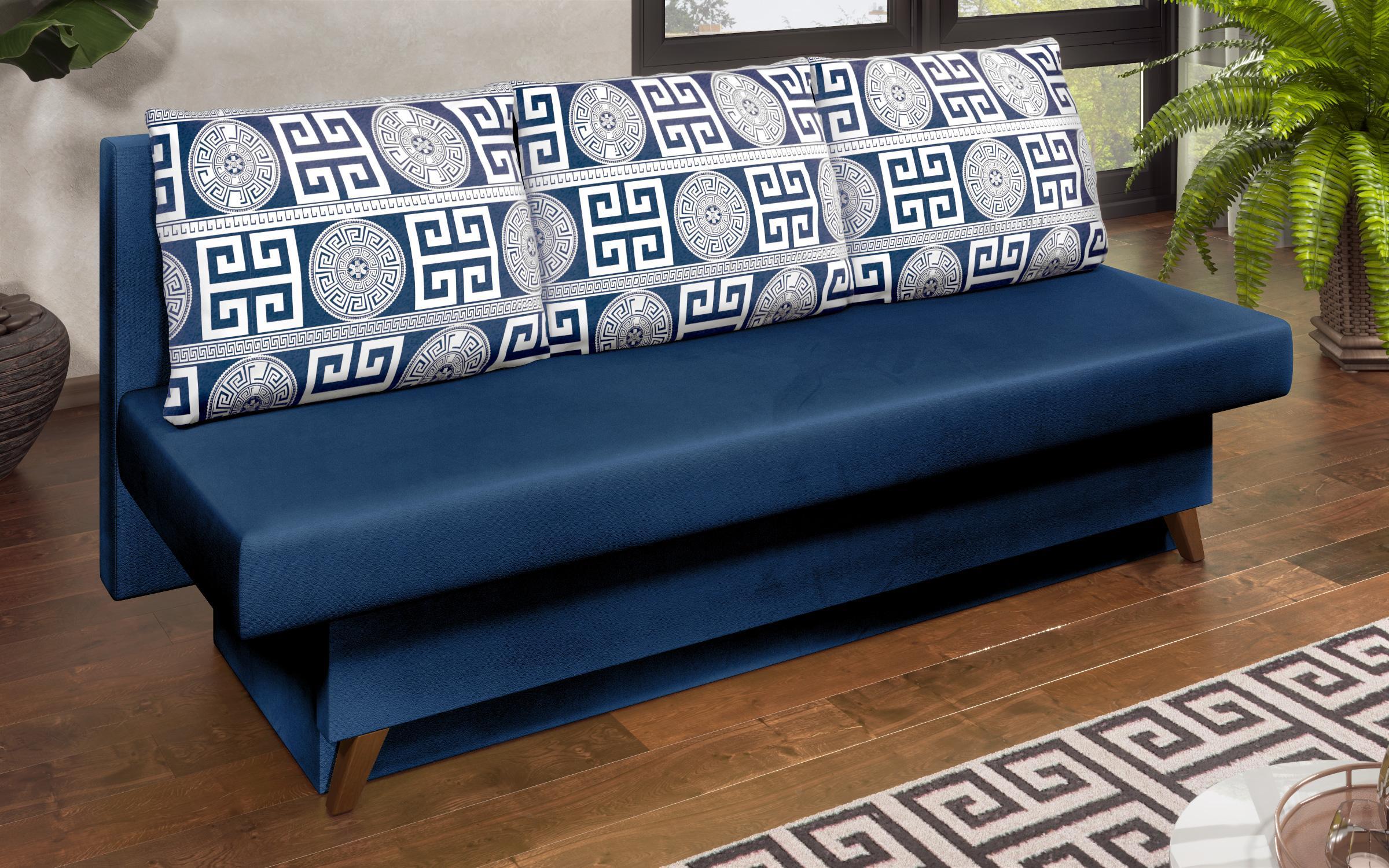 Canapea extensibila Komo, albastru + print  3