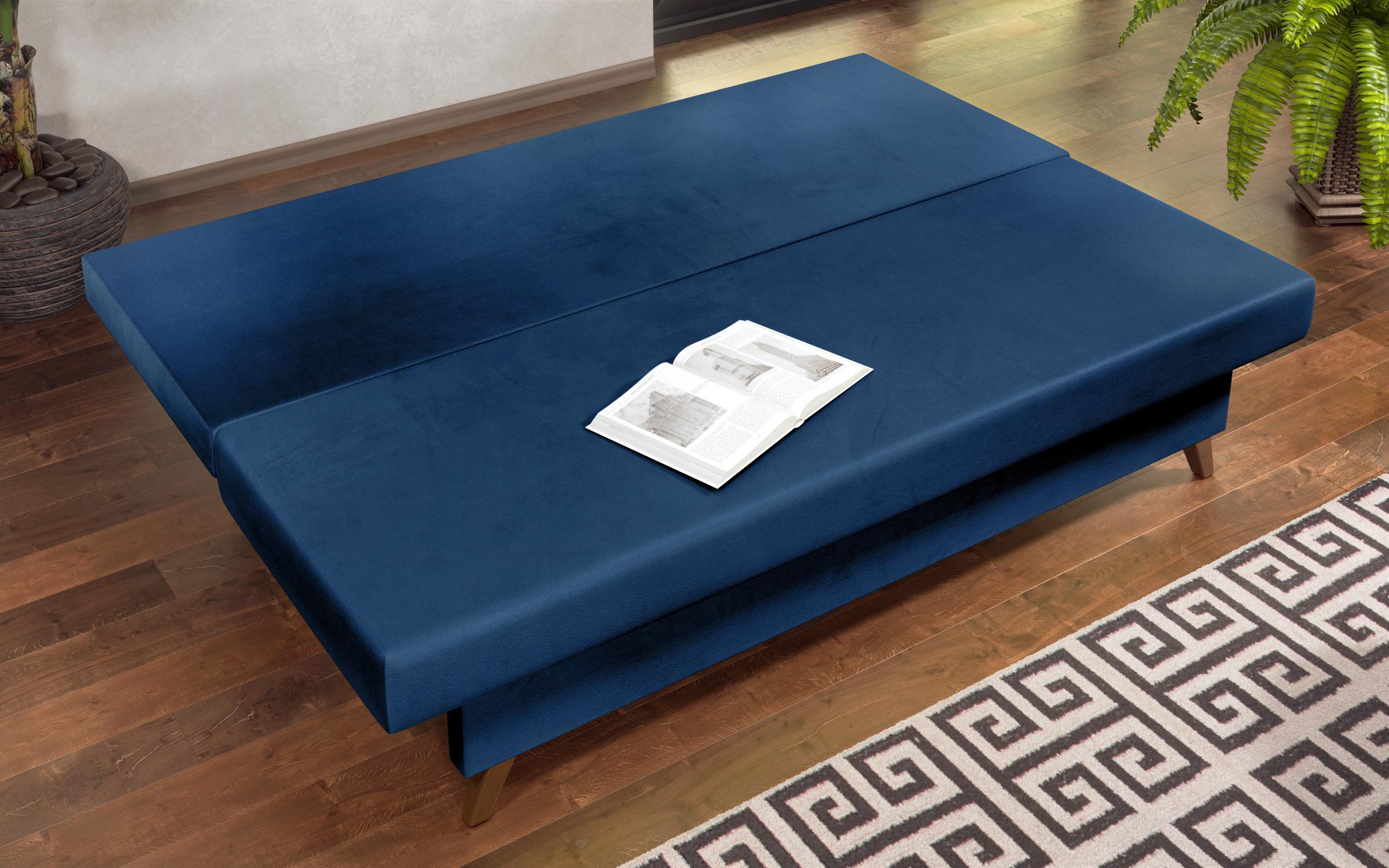 Canapea extensibila Komo, albastru + print  6