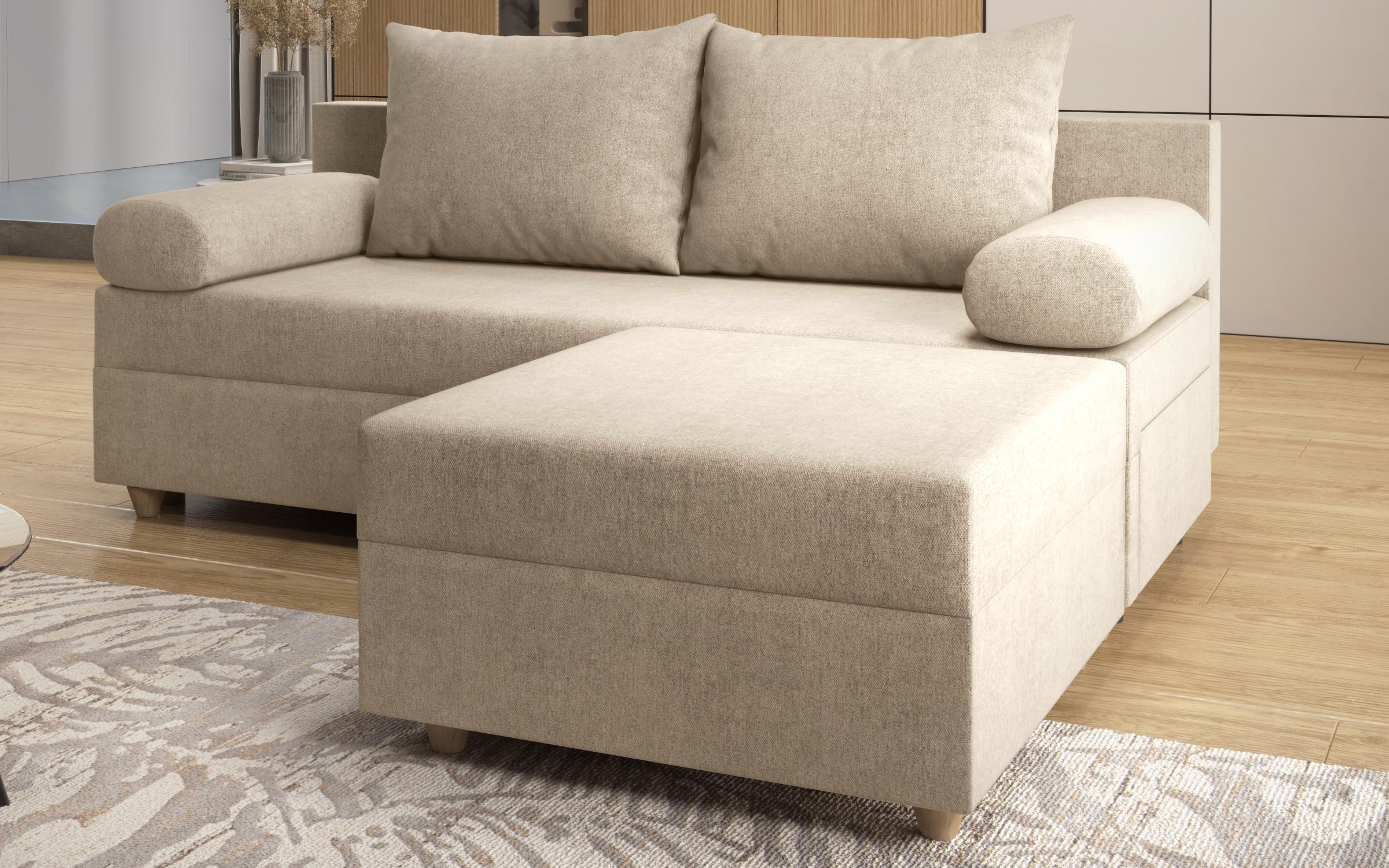Canapea extensibila + taburet Vitaro, bej deschis  6