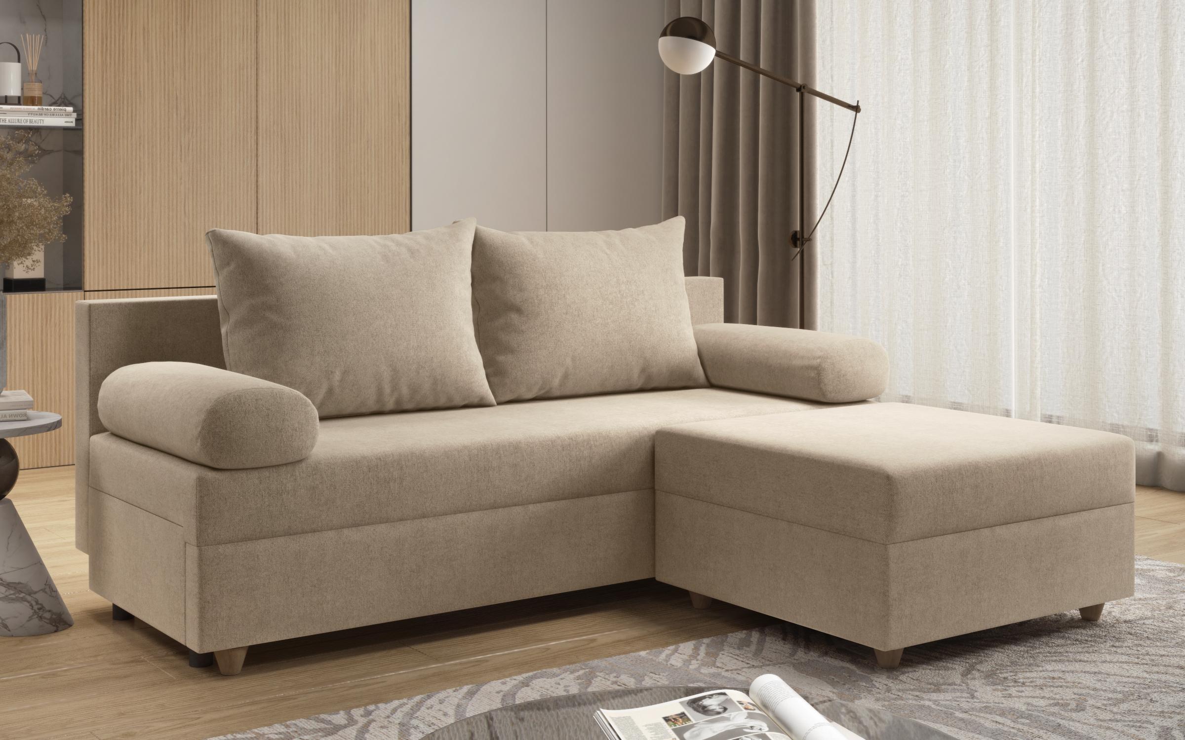 Canapea extensibila + taburet Vitaro, bej deschis  4
