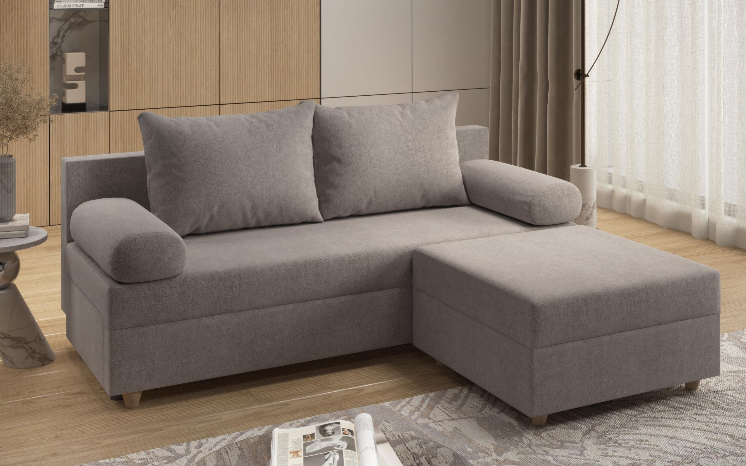Canapea extensibila + taburet Vitaro, gri  6