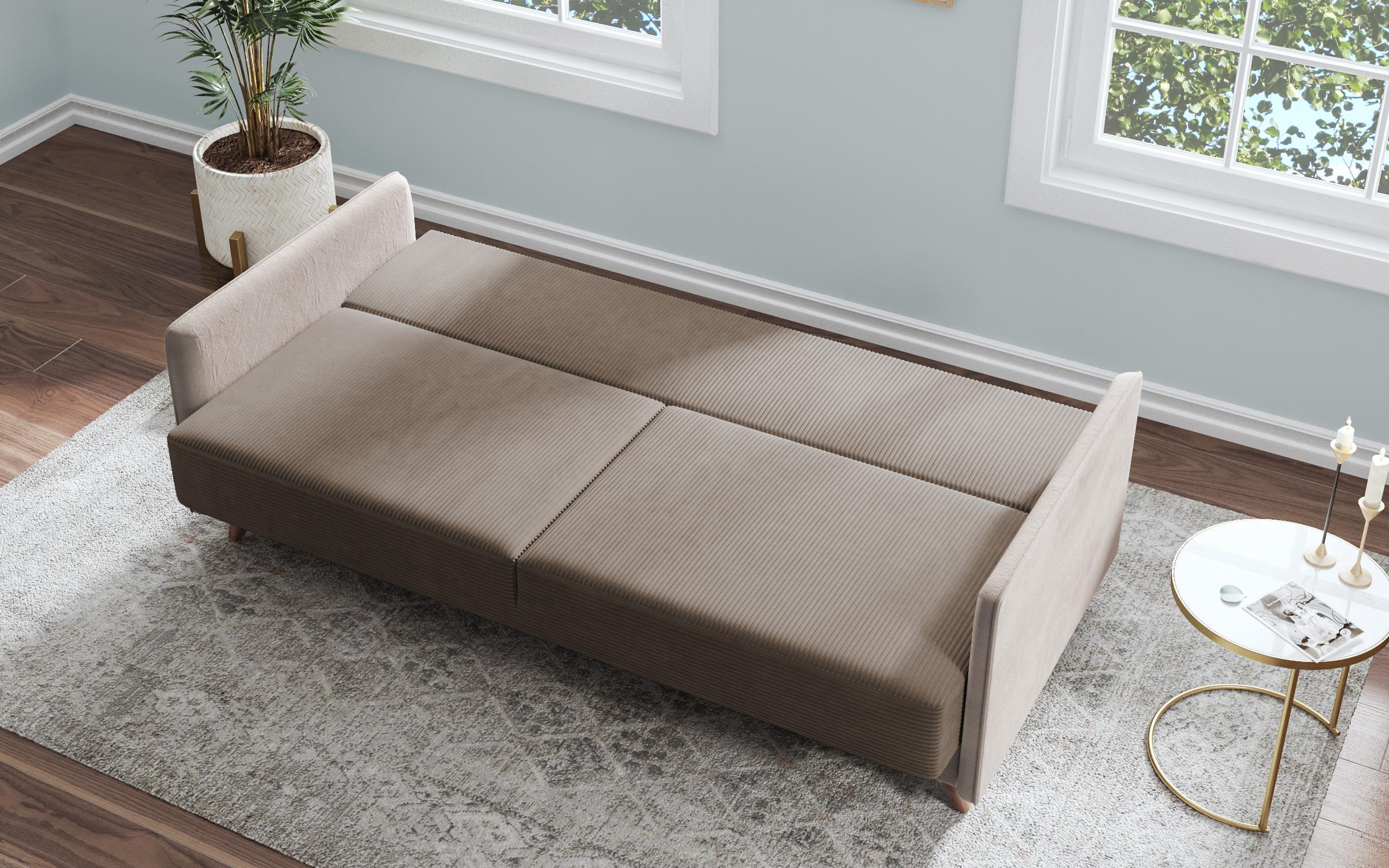 Canapea extensibila click- clack Aristo, bej + gri deschis  8