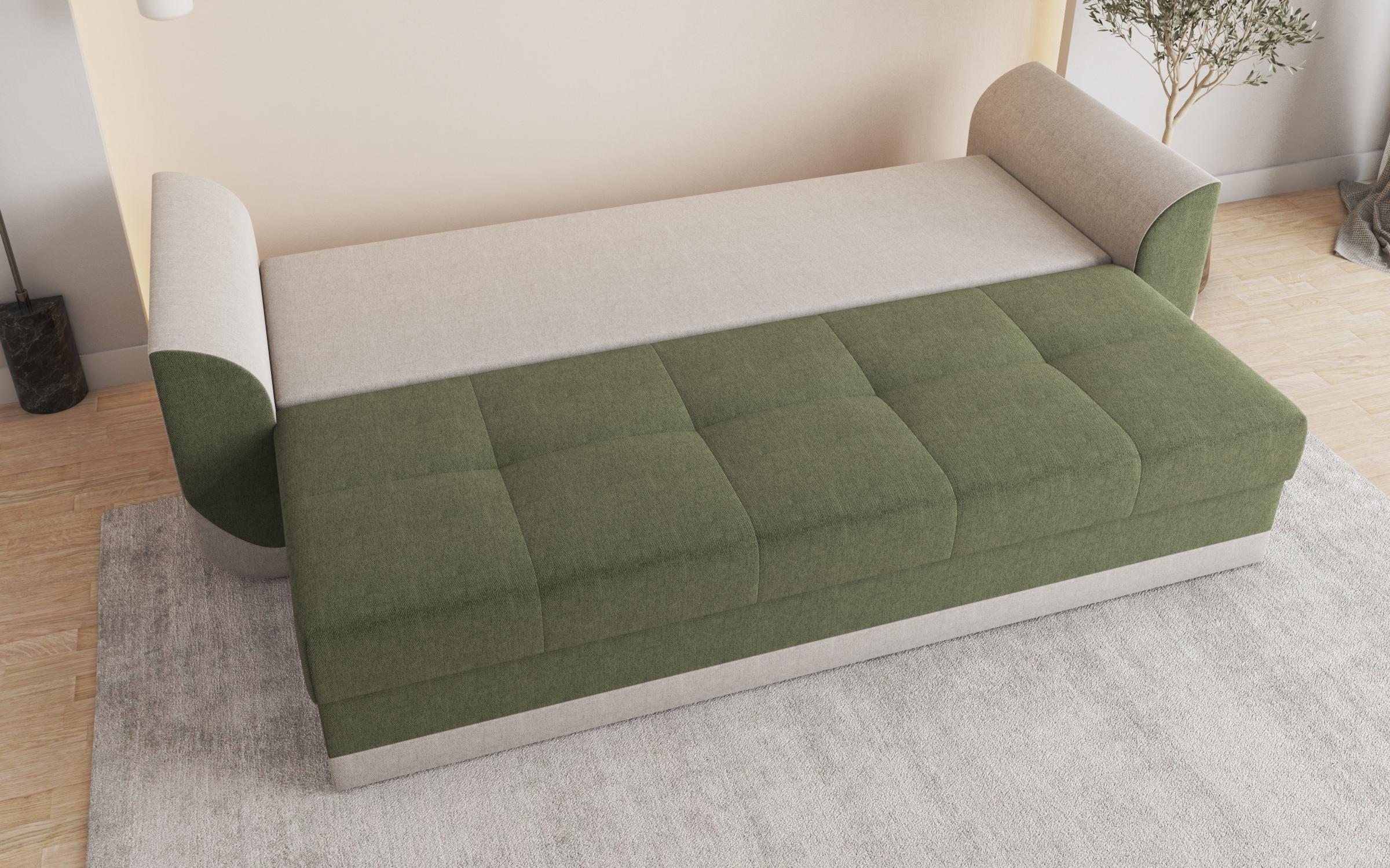 Canapea extensibila cu trei locuri Sven, verde inchis + bej melange  4