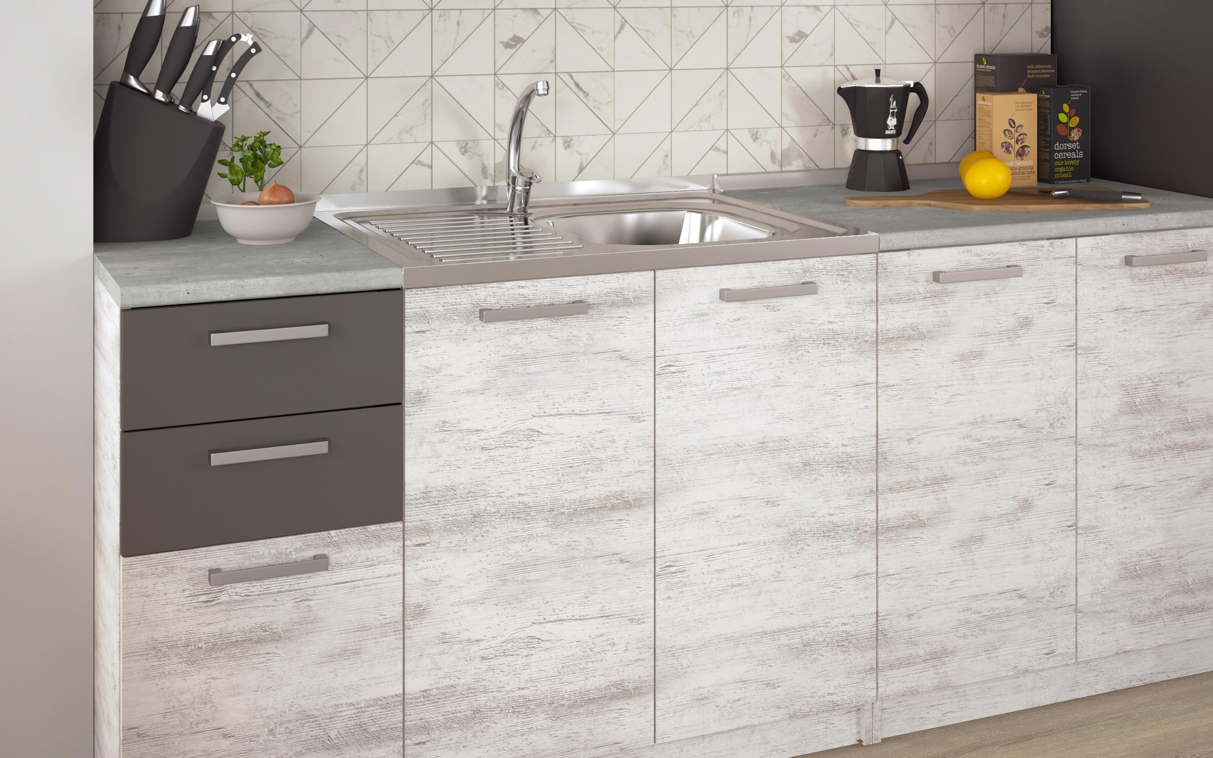 Bucatarie cu blat termic inclus Darina, stejar antic + antracit mat  4