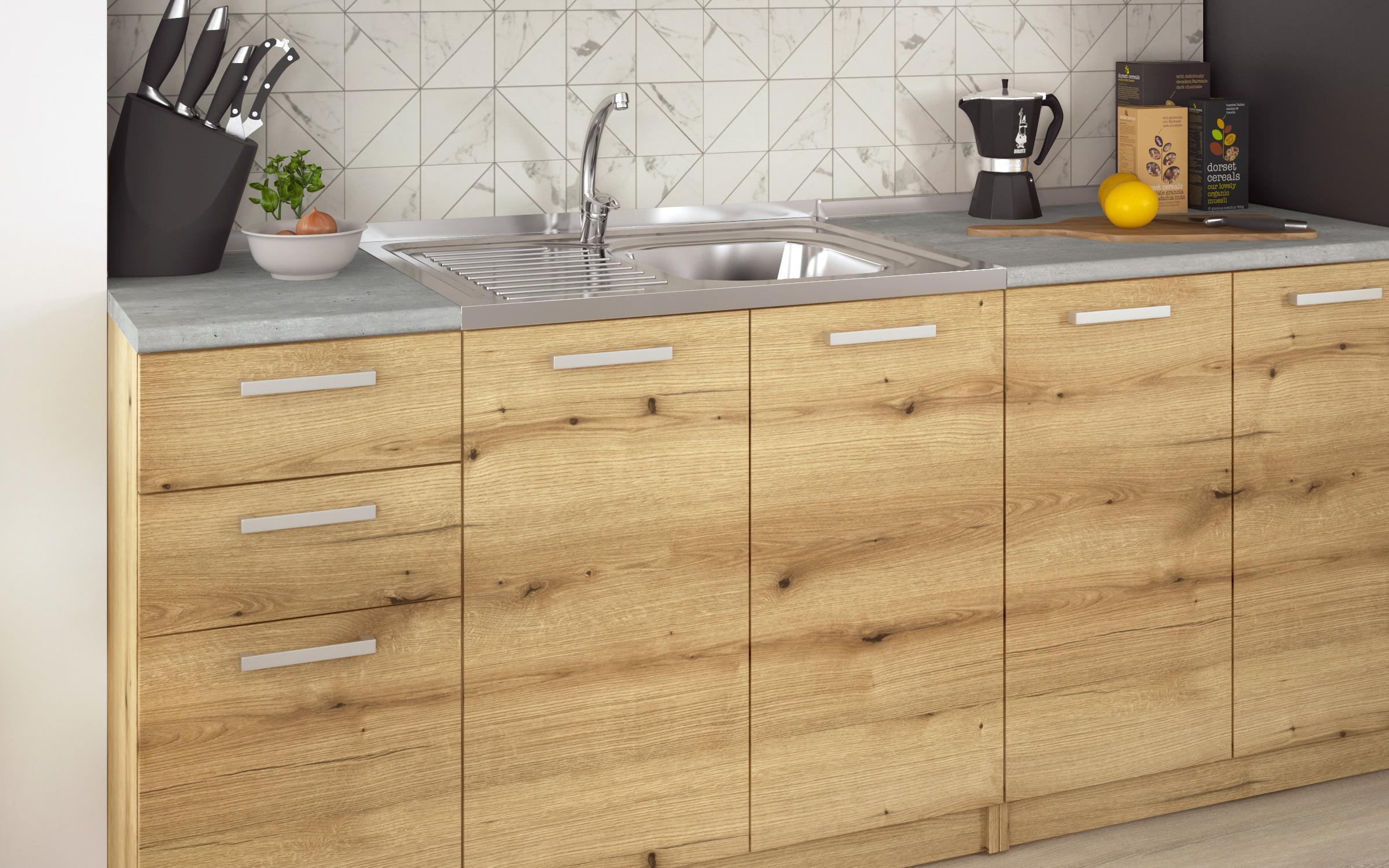 Bucatarie cu blat termic inclus Darina, stejar evoc + beton  4