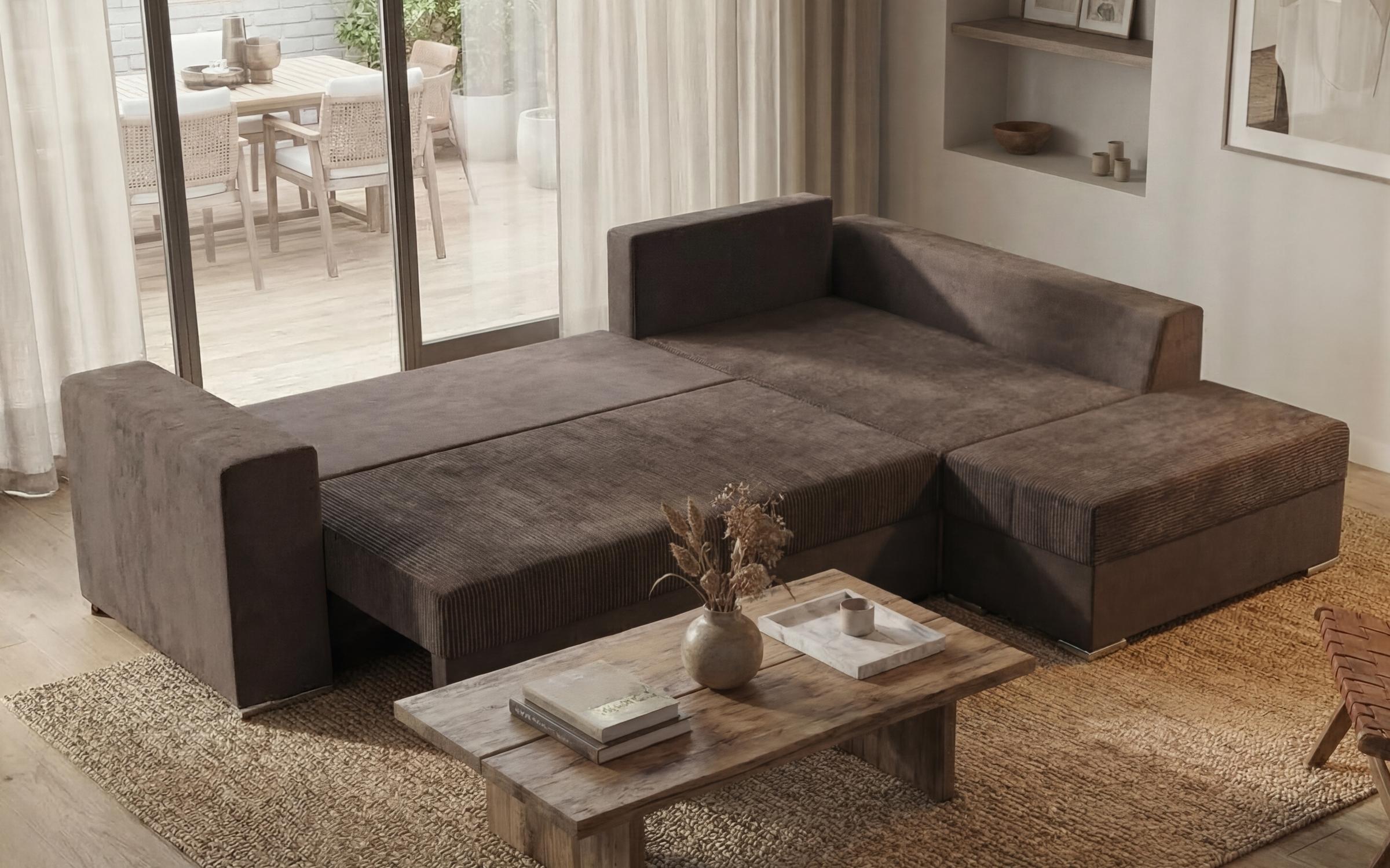 Coltar extensibil + taburet Londo, maro deschis  5
