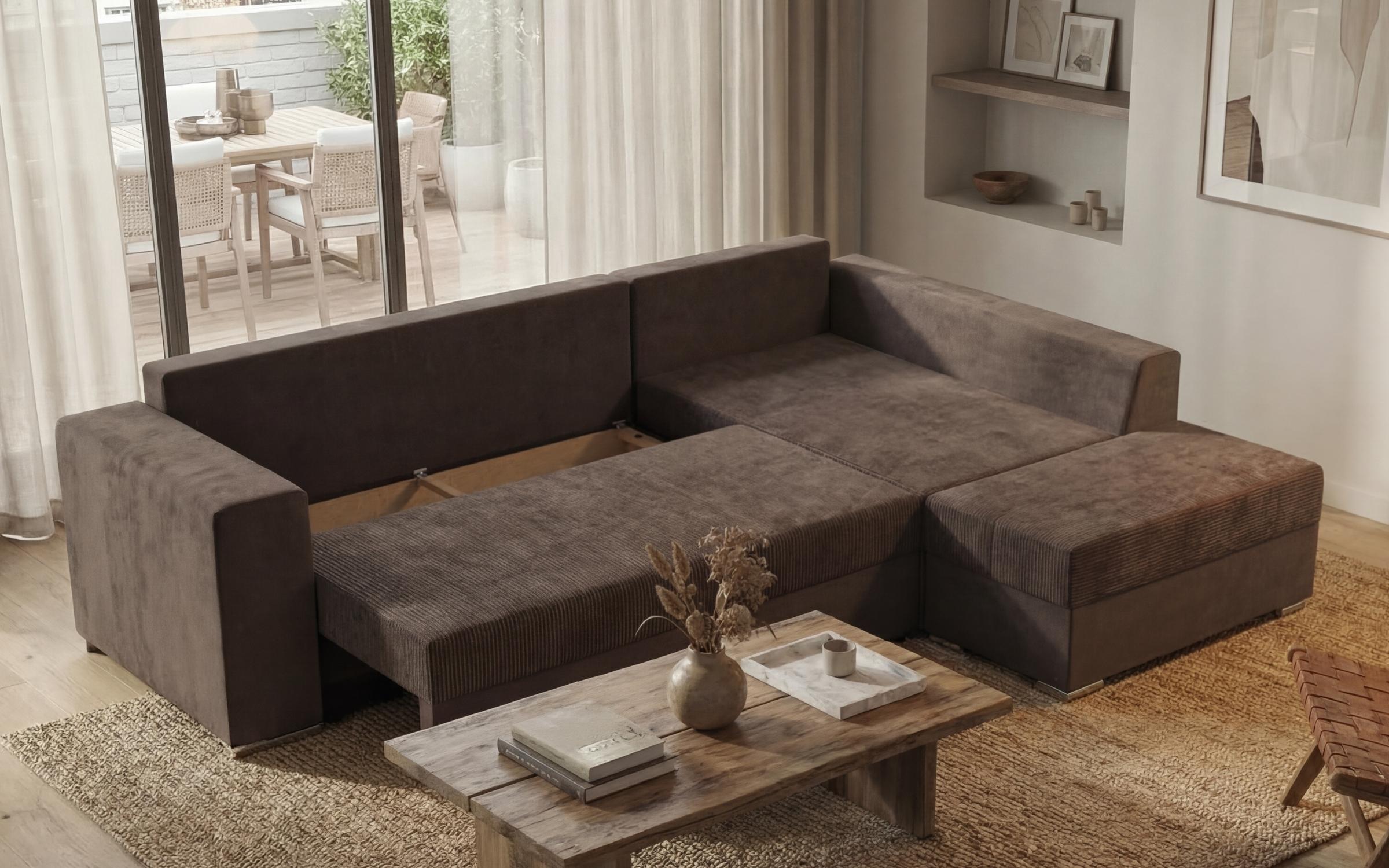Coltar extensibil + taburet Londo, maro deschis  6