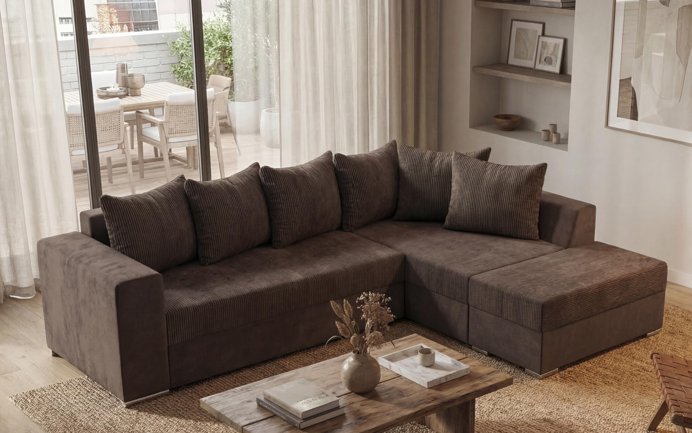 Coltar extensibil + taburet Londo, maro deschis  4