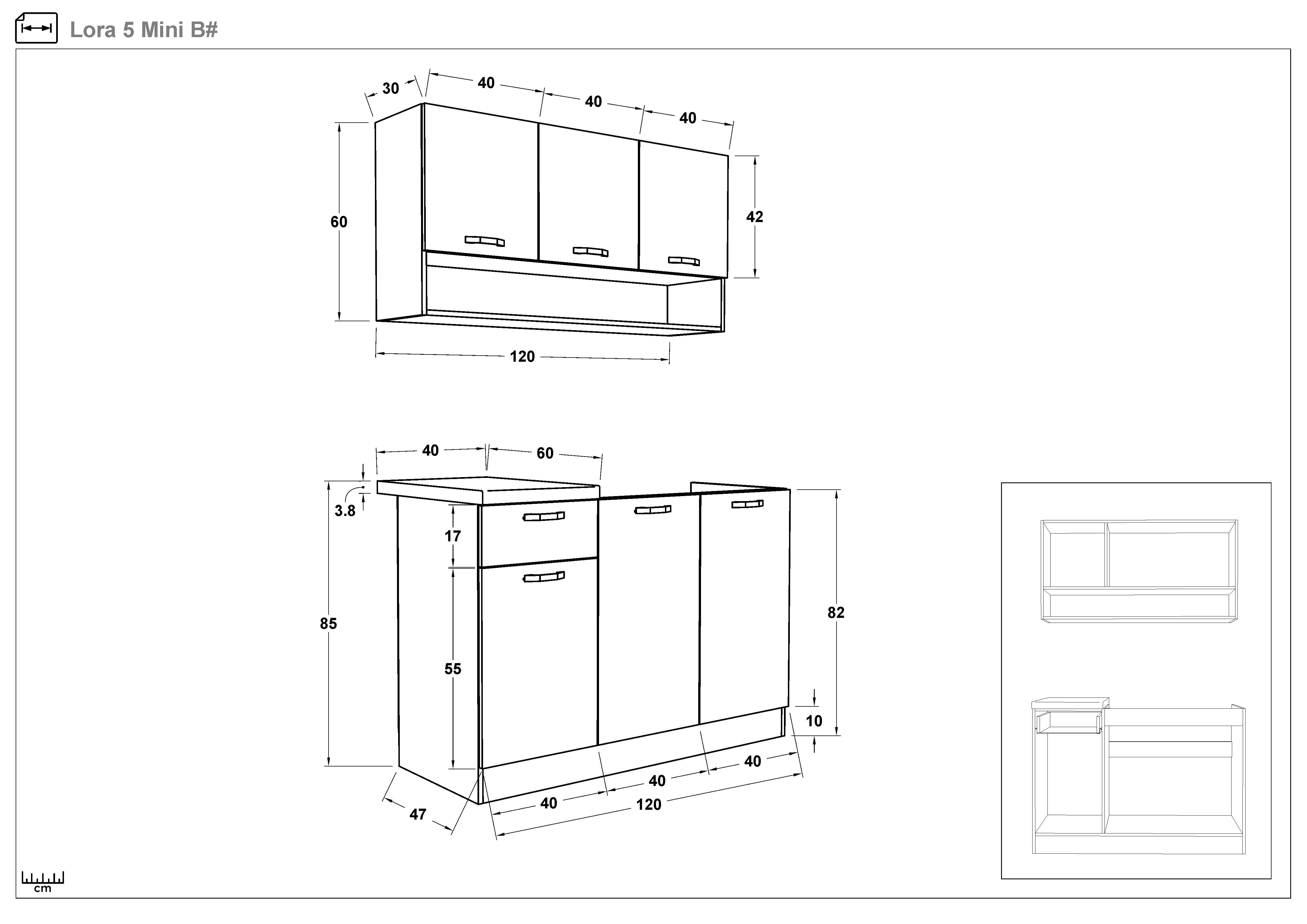 Bucatarie cu blat termic inclus Lora 5 mini | Vellea Home
