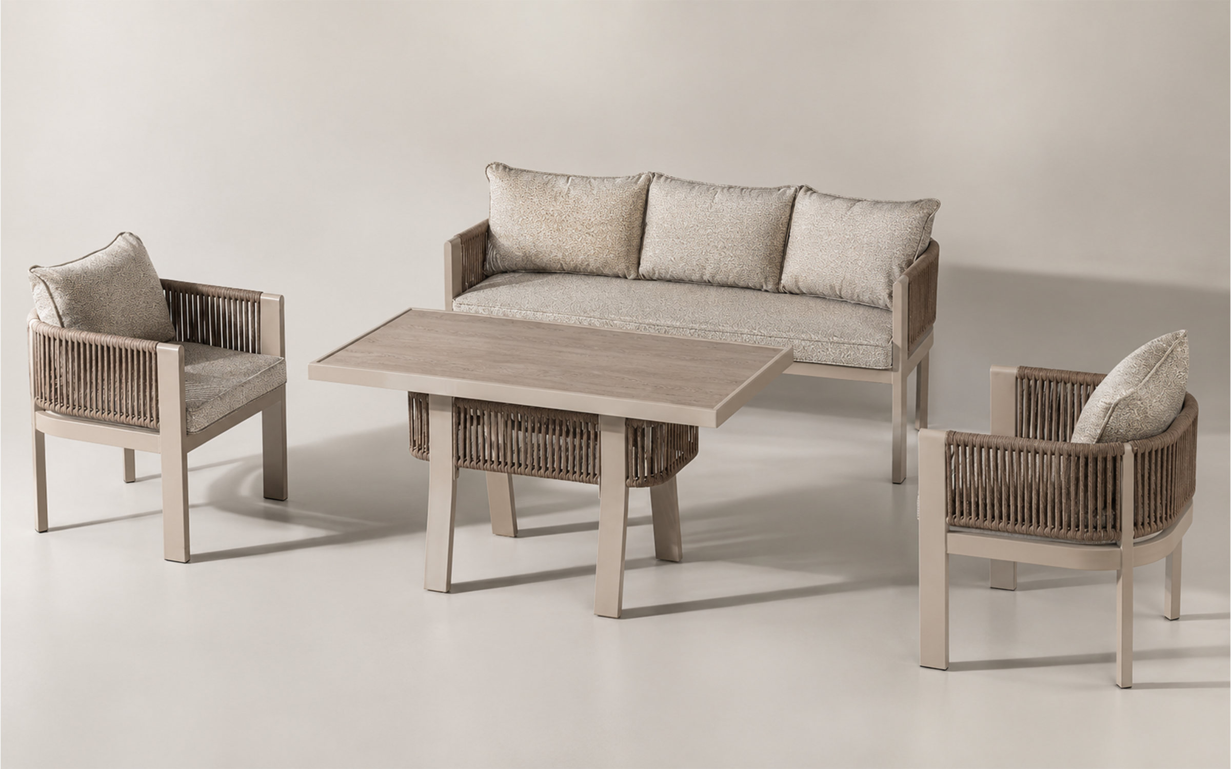 Set masa + scaune + canapea Marina, crem  5