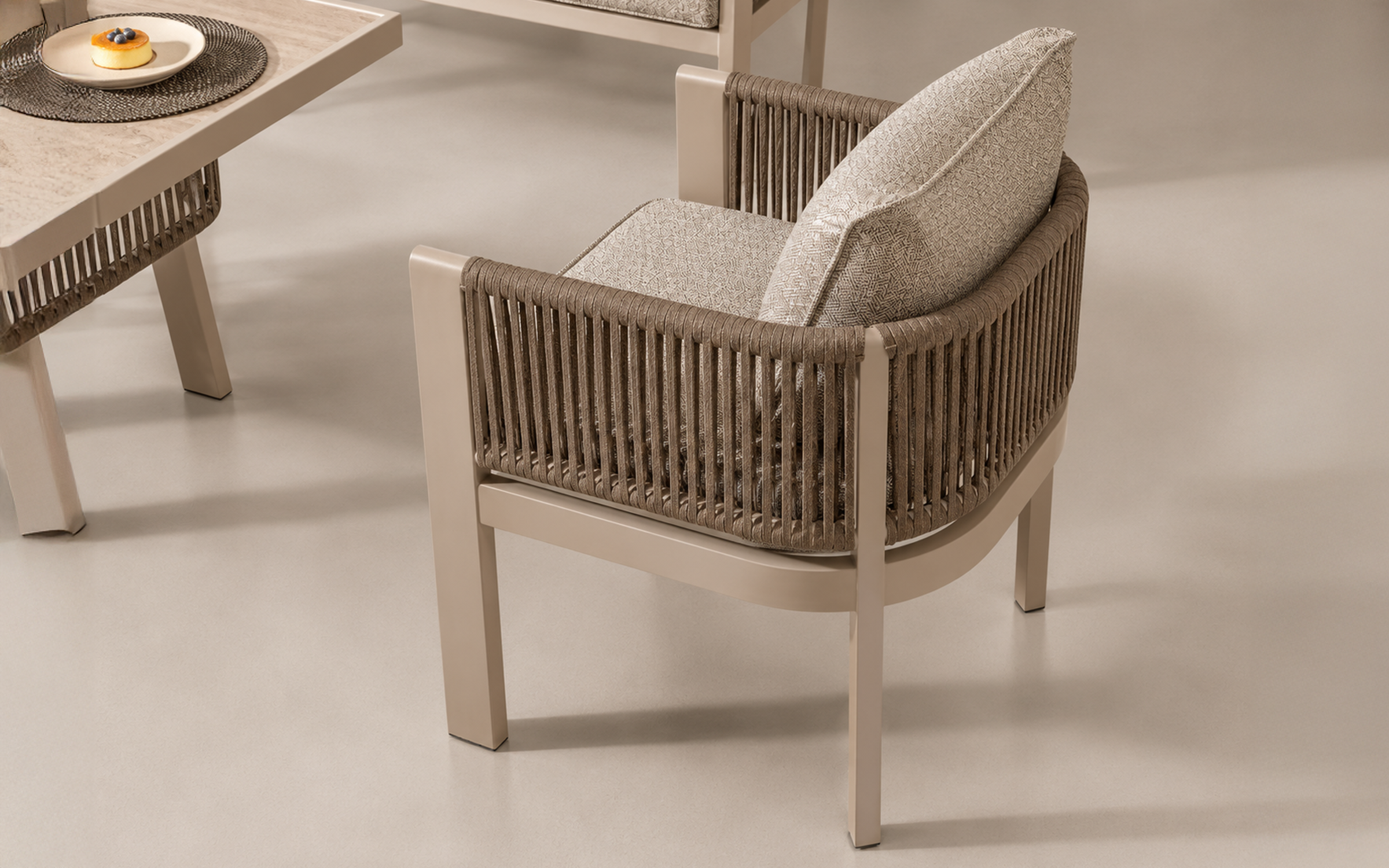 Set masa + scaune + canapea Marina, crem  3