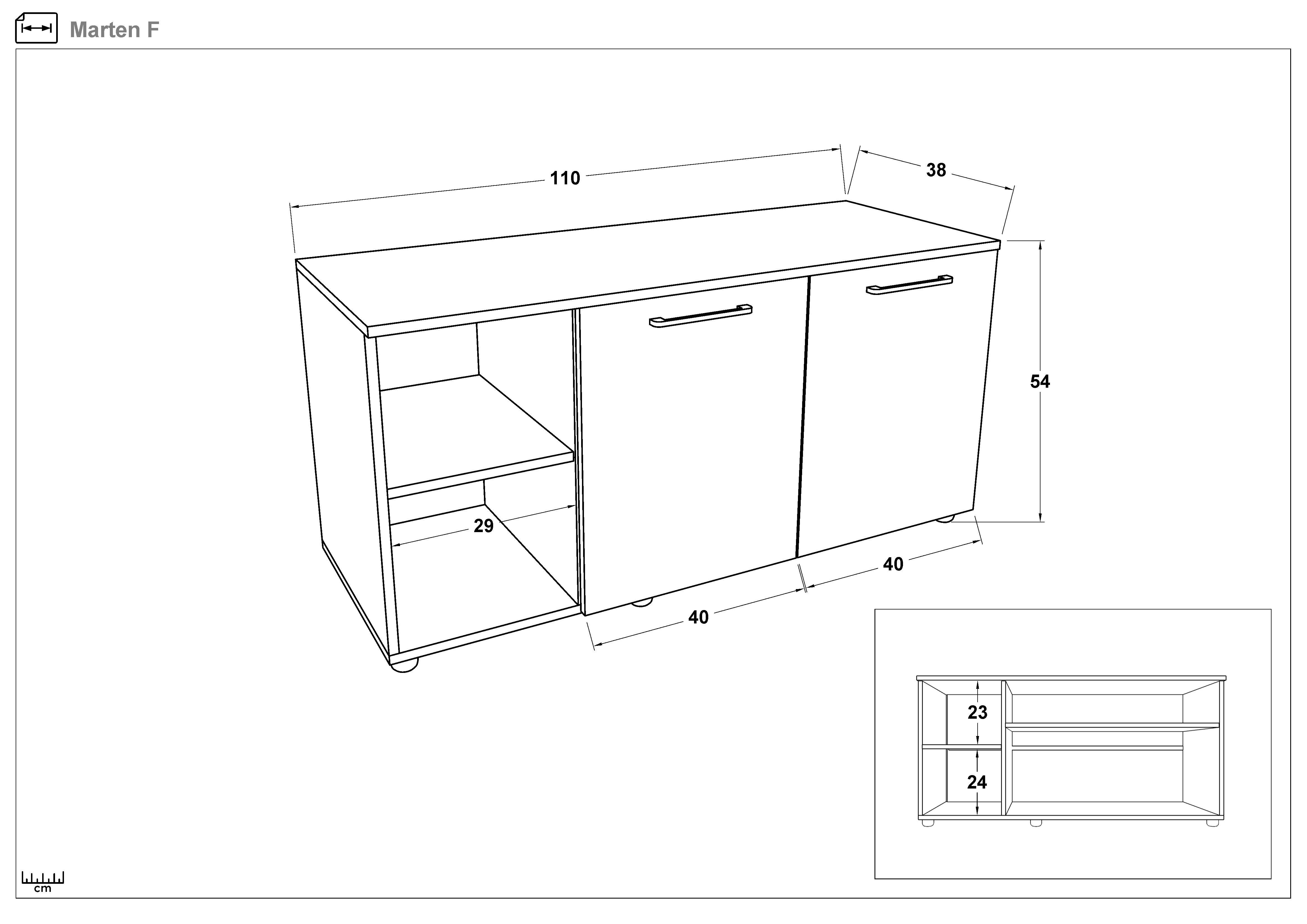 Comoda Marten, stejar sonoma + alb  2