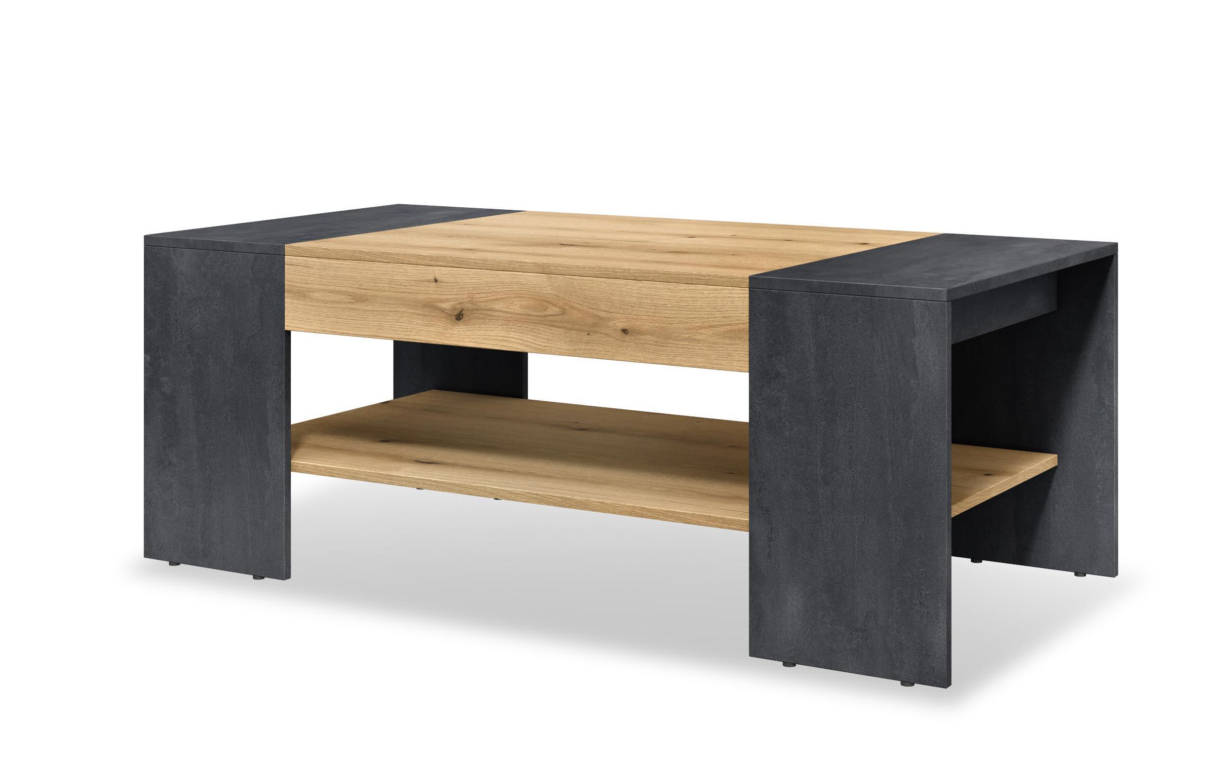 Set Coltar extensibil  cu brat minietajera Astor  + masuta de cafea Ines, gri inchis + Magma + stejar evoc  8