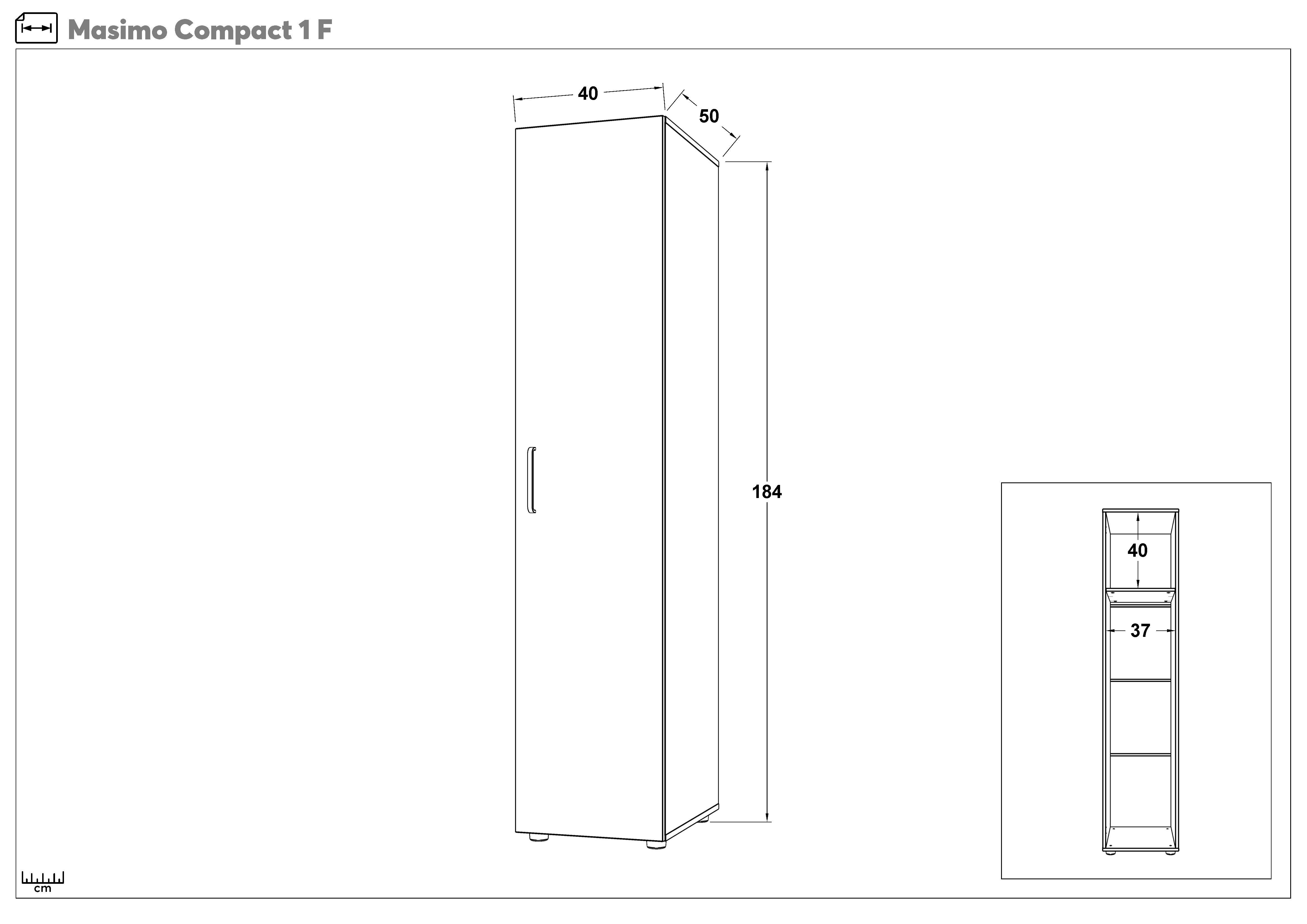 Dulap cu o usa si bara Masimo Compact 1, wenge  2