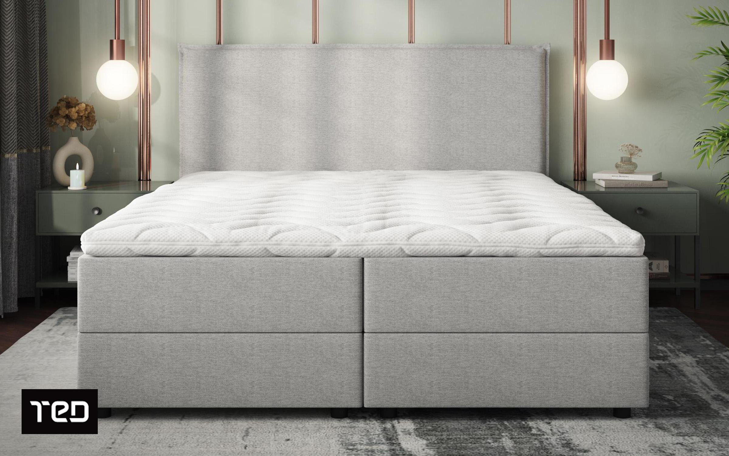 Pat dublu Boxspring 160/200 Modera, gri deschis  2