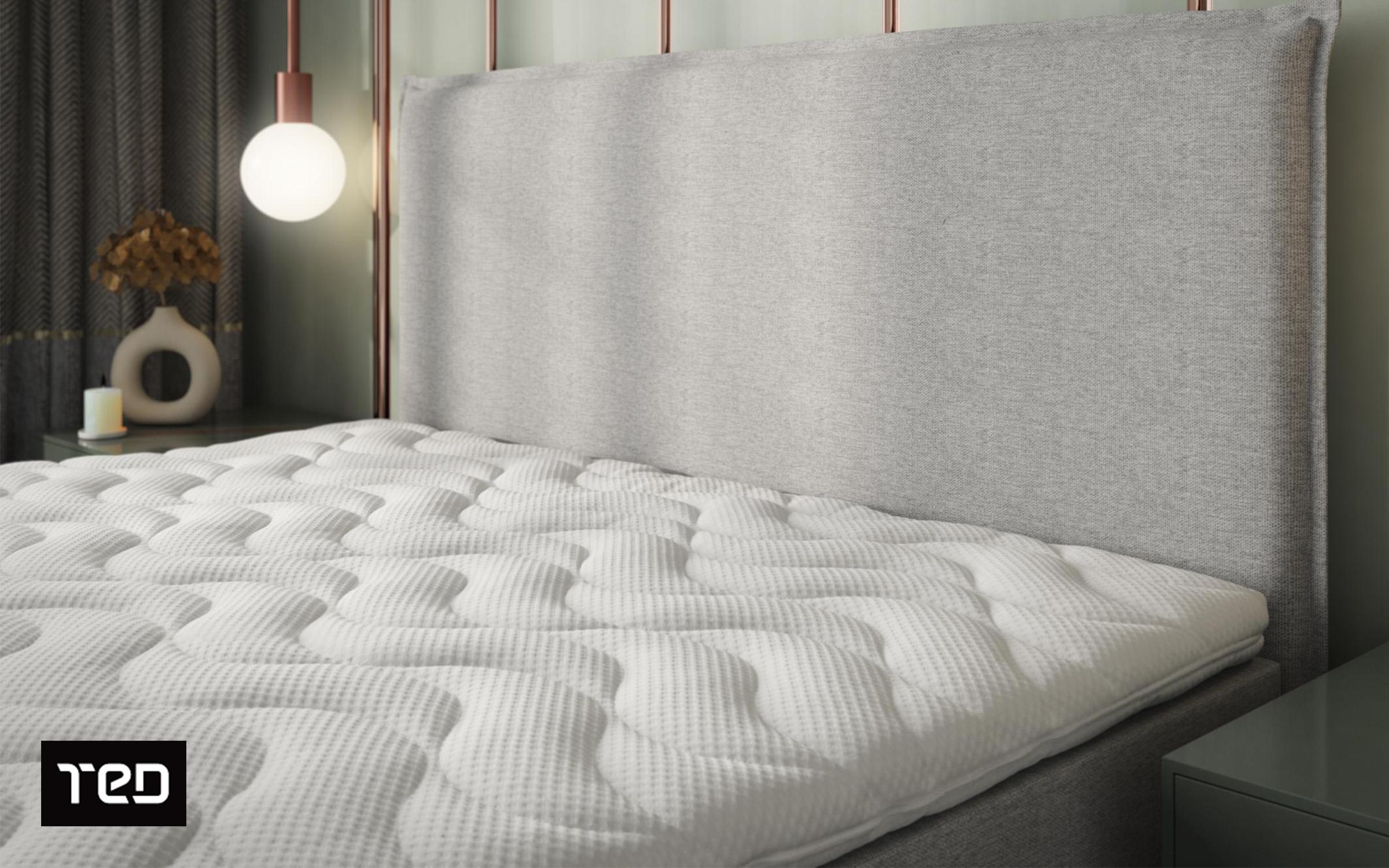 Pat dublu Boxspring 160/200 Modera, gri deschis  3