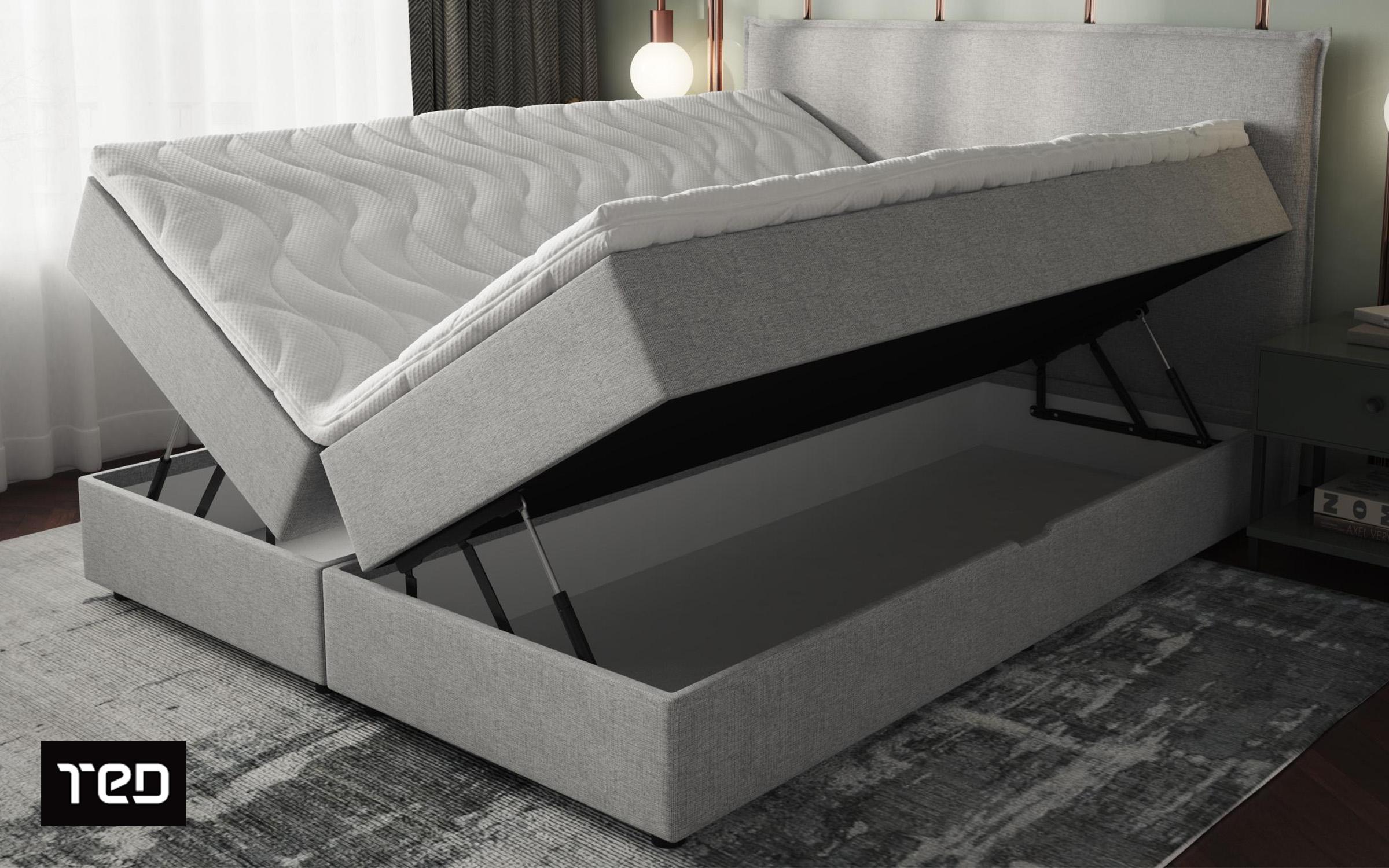 Pat dublu Boxspring 160/200 Modera, gri deschis  4