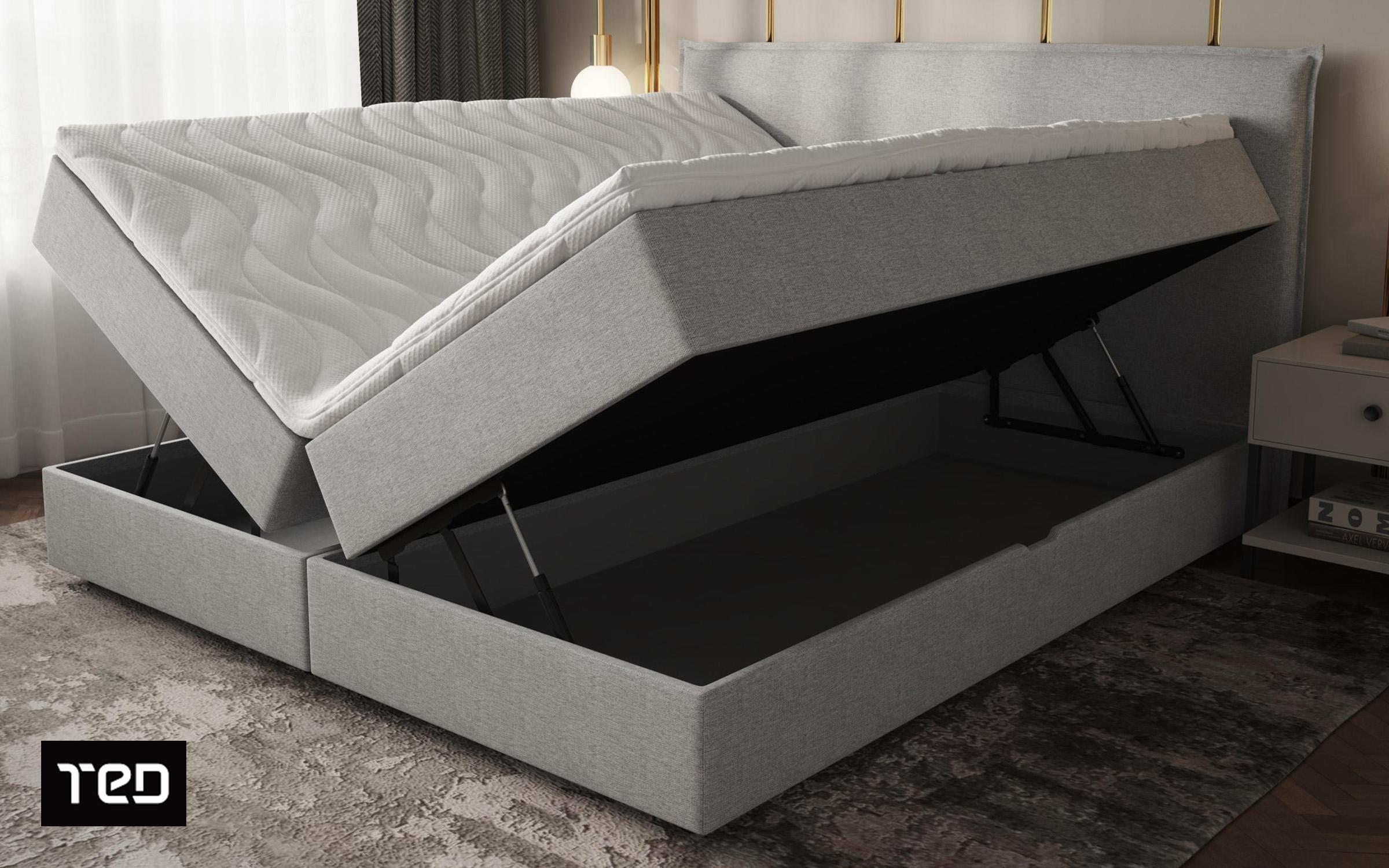 Pat dublu  180/200 Boxspring Modera, gri deschis  4