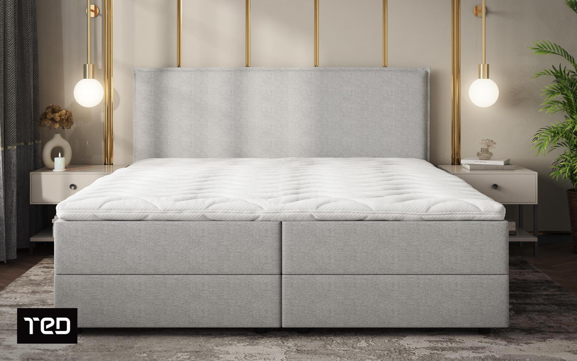 Pat dublu  180/200 Boxspring Modera, gri deschis  2