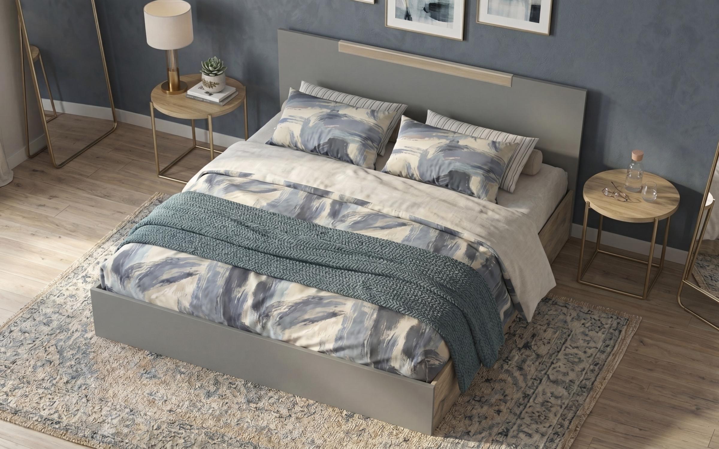 Pat dublu 160/200 Moreti, stejar scandinav deschis + antracit mat  4