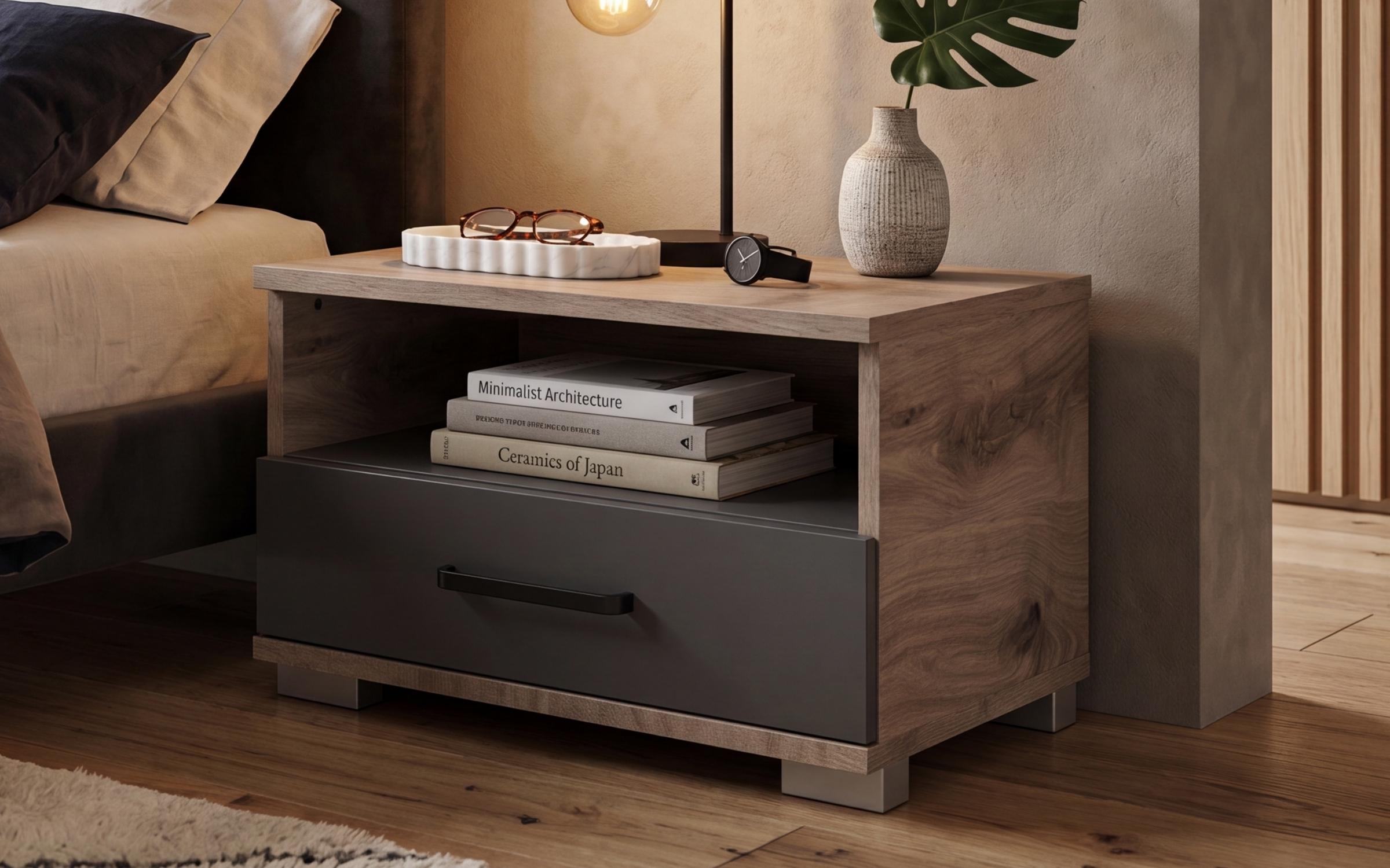 Noptiera Moreti, stejar scandinav deschis + antracit mat  3