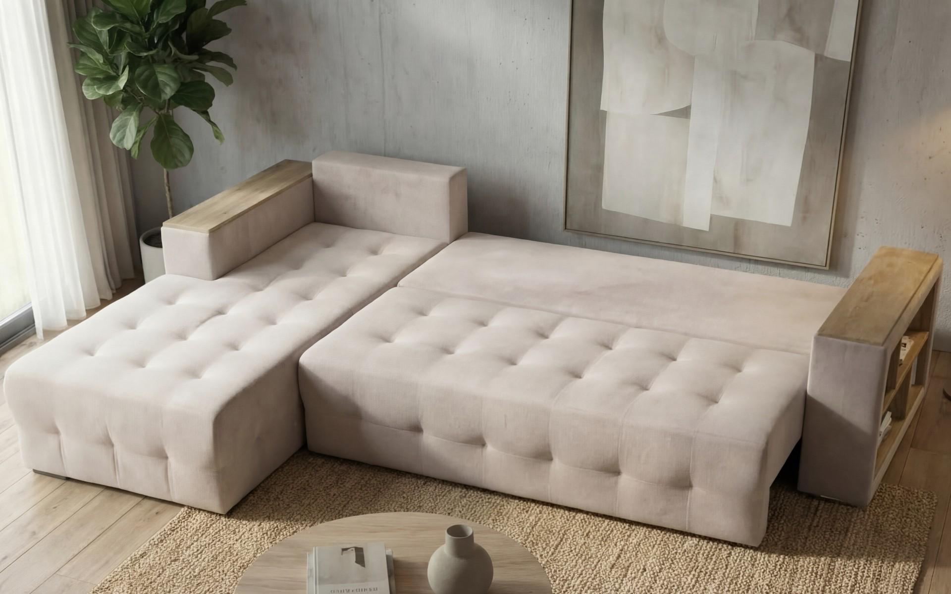 Coltar extensibil cu brat etajera Napoli, bej deschis  5