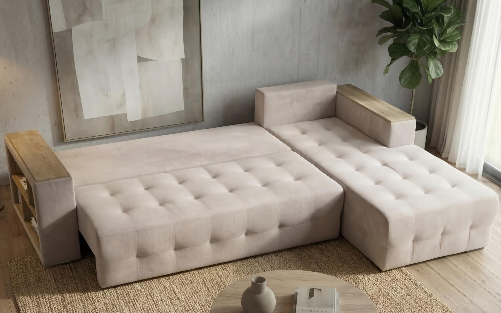 Coltar extensibil cu brat etajera Napoli, bej deschis  5
