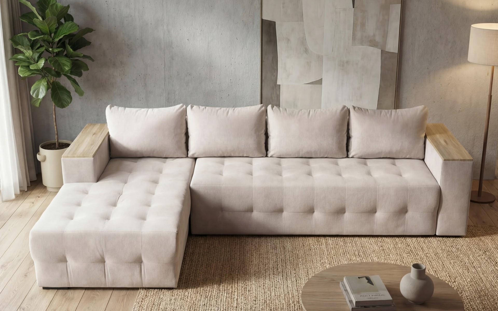 Coltar extensibil cu brat etajera Napoli, bej deschis  4