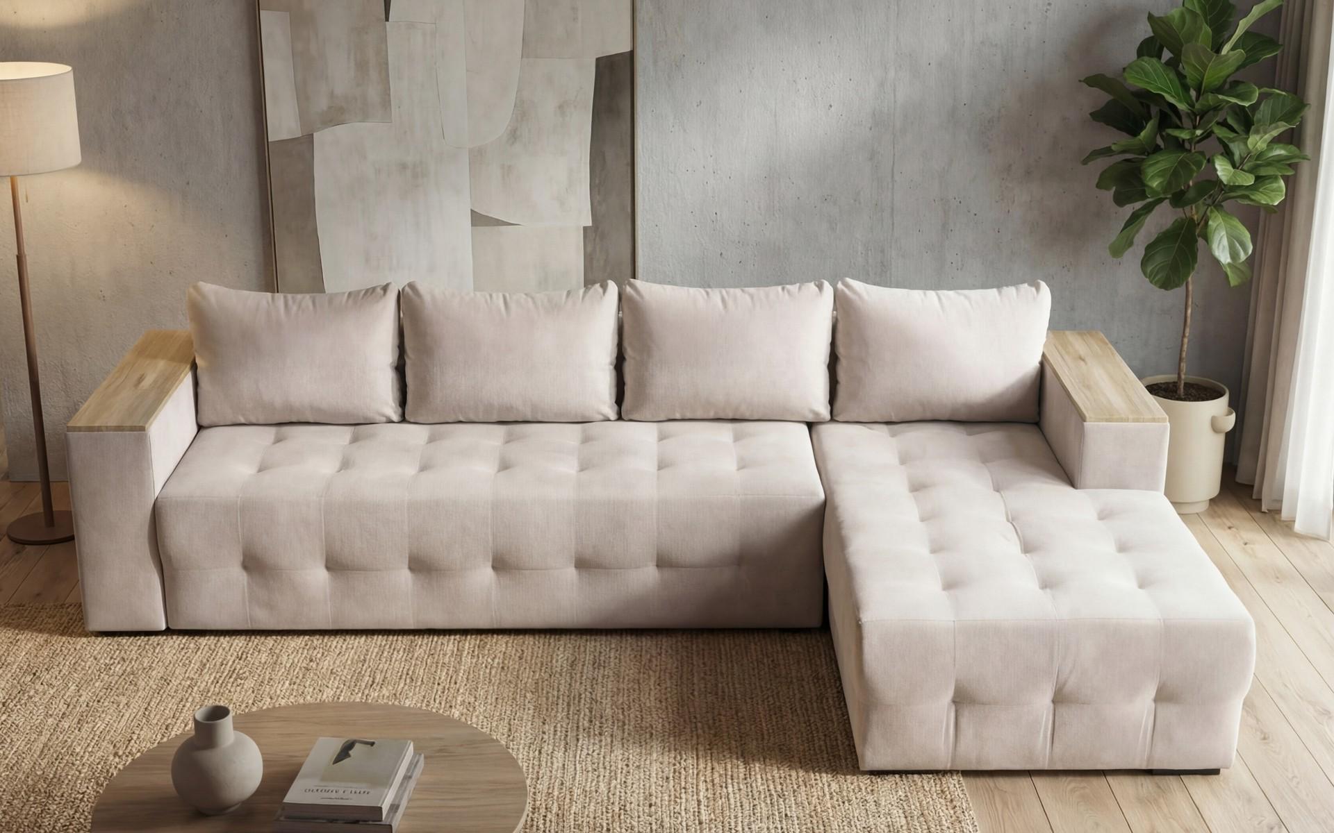 Coltar extensibil cu brat etajera Napoli, bej deschis  4