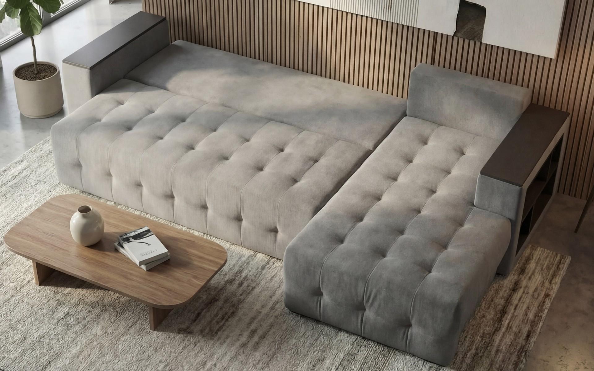 Coltar extensibil cu brat etajera Napoli, gri  5