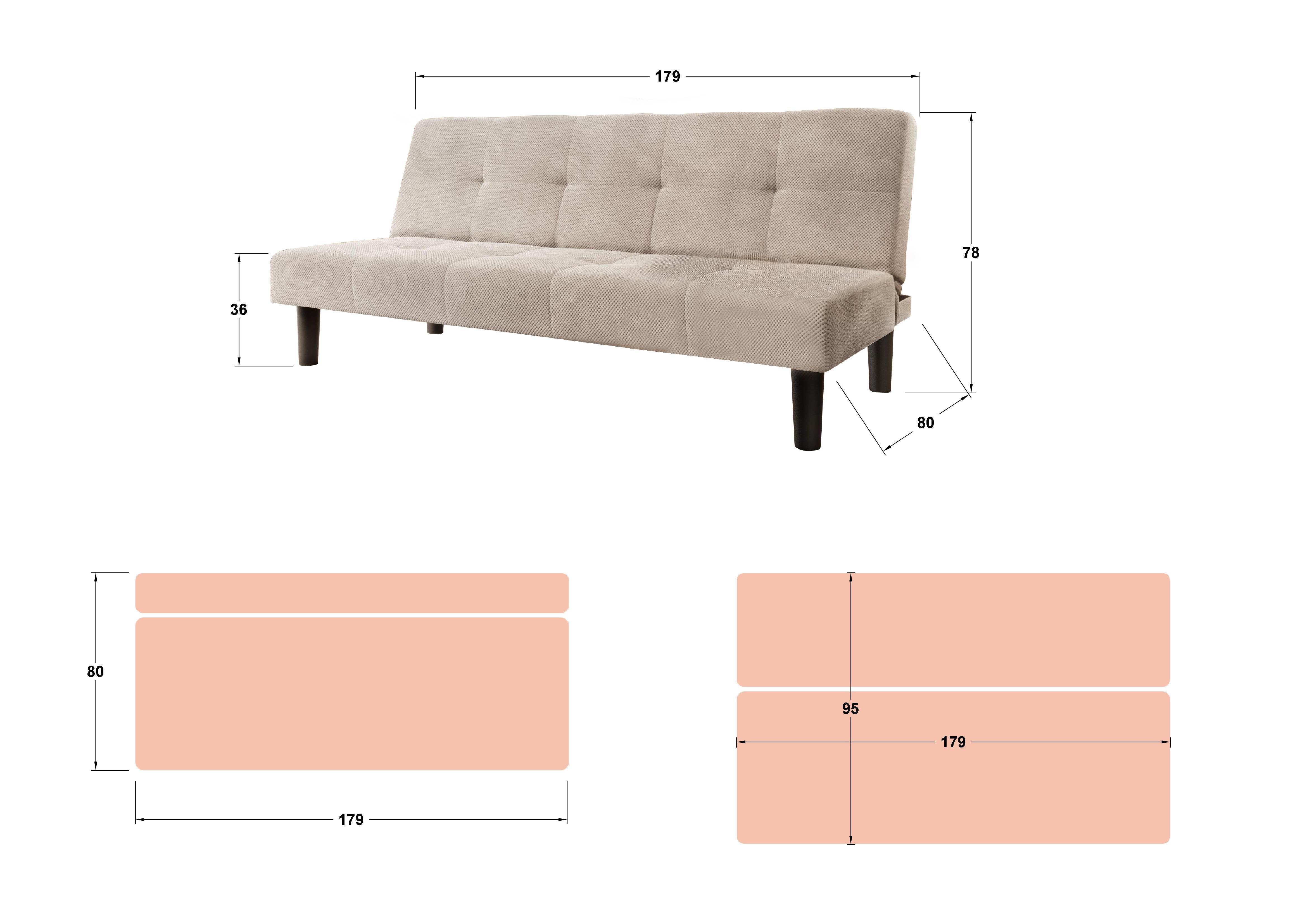Canapea extensibila click- clack Norte, gri inchis  2