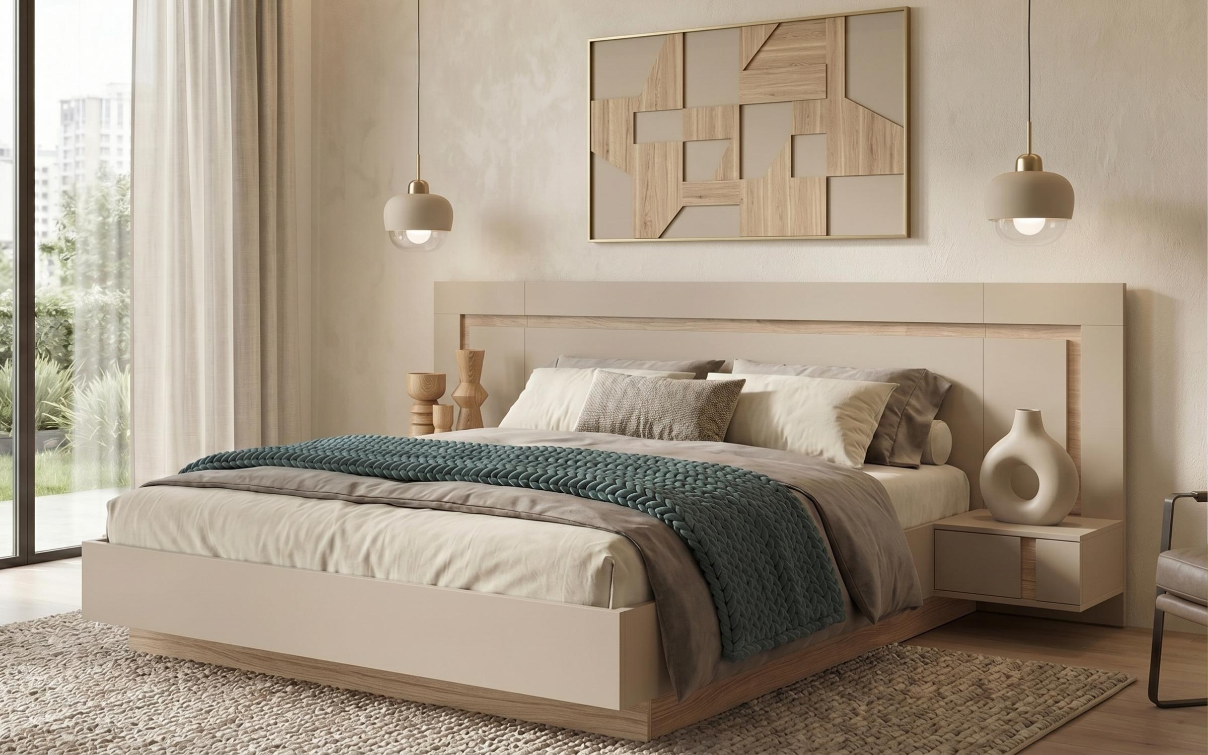 Set dormitor 160/200 Omonia, casmir + stejar Castello honey  5