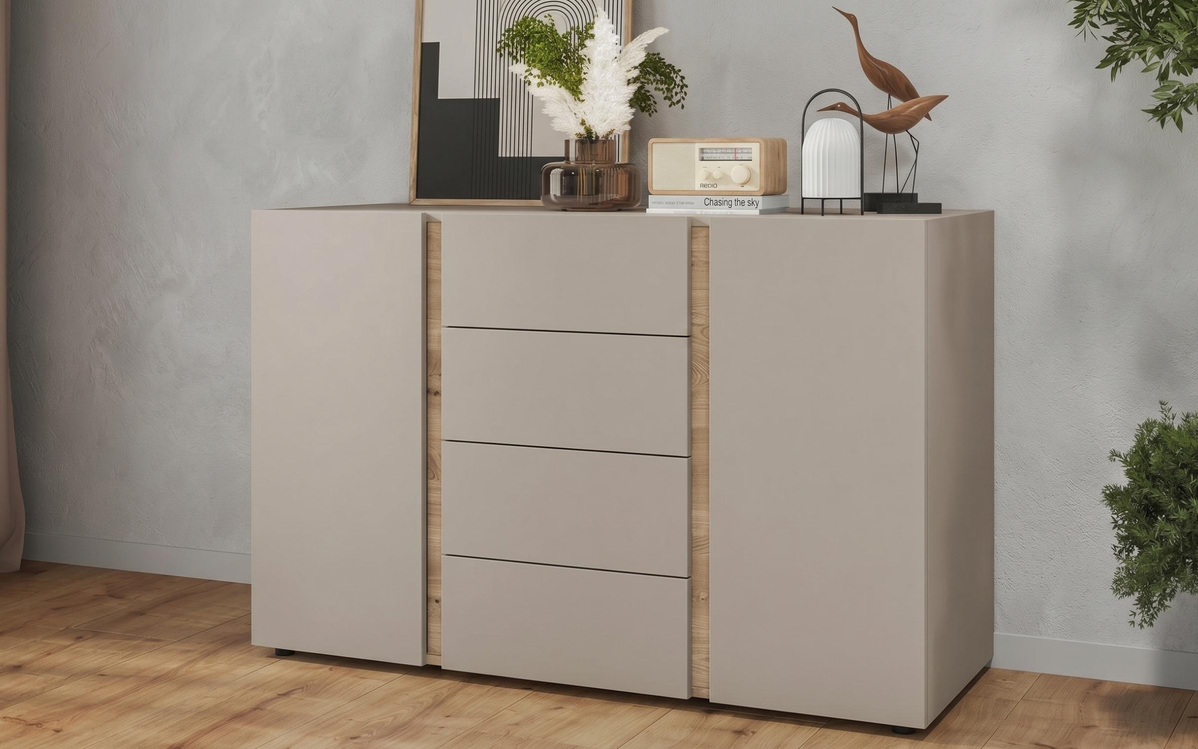 Set dormitor 160/200 Omonia + saltea, casmir + stejar Castello honey  6