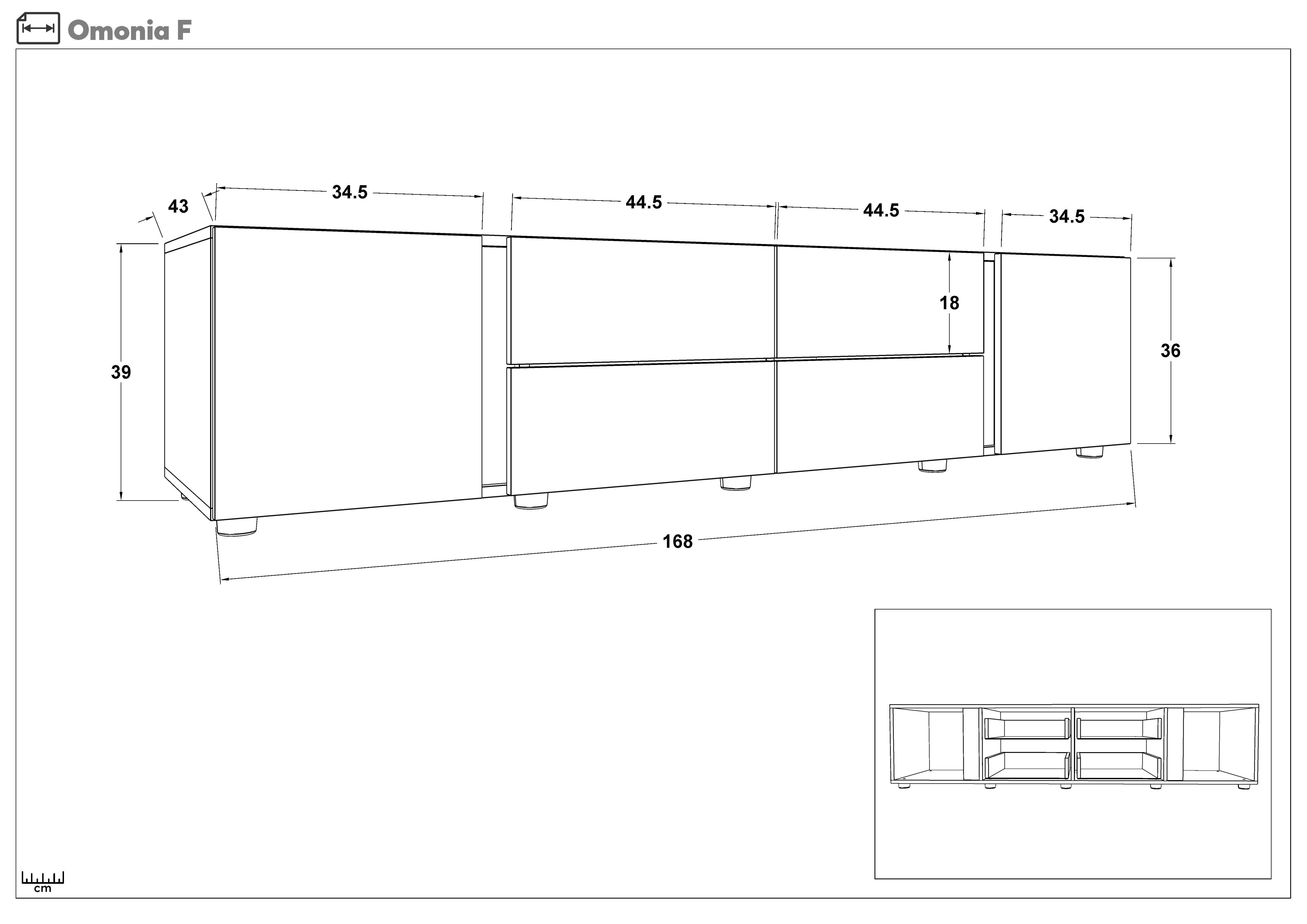 Modul TV Omonia, alb + stejar sonoma  2