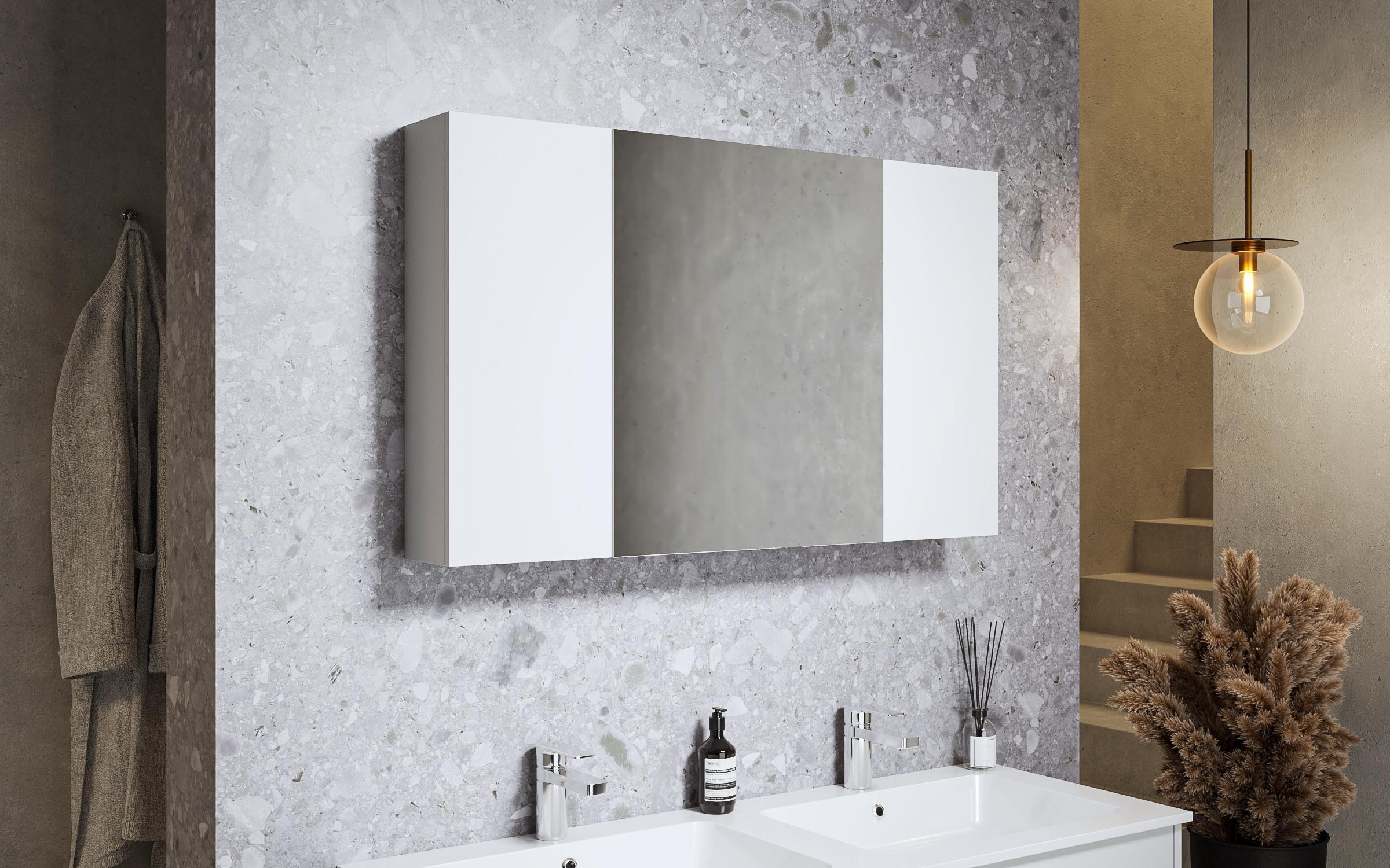 Dulap PVC pentru baie cu oglinda, alb  1