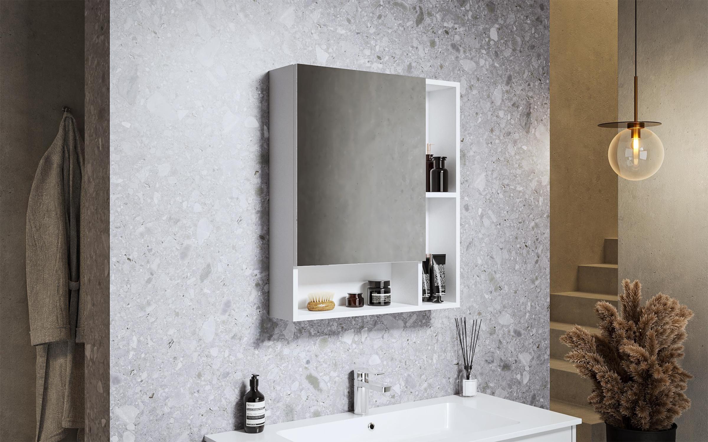 Dulap PVC pentru  baie cu oglinda, alb  1