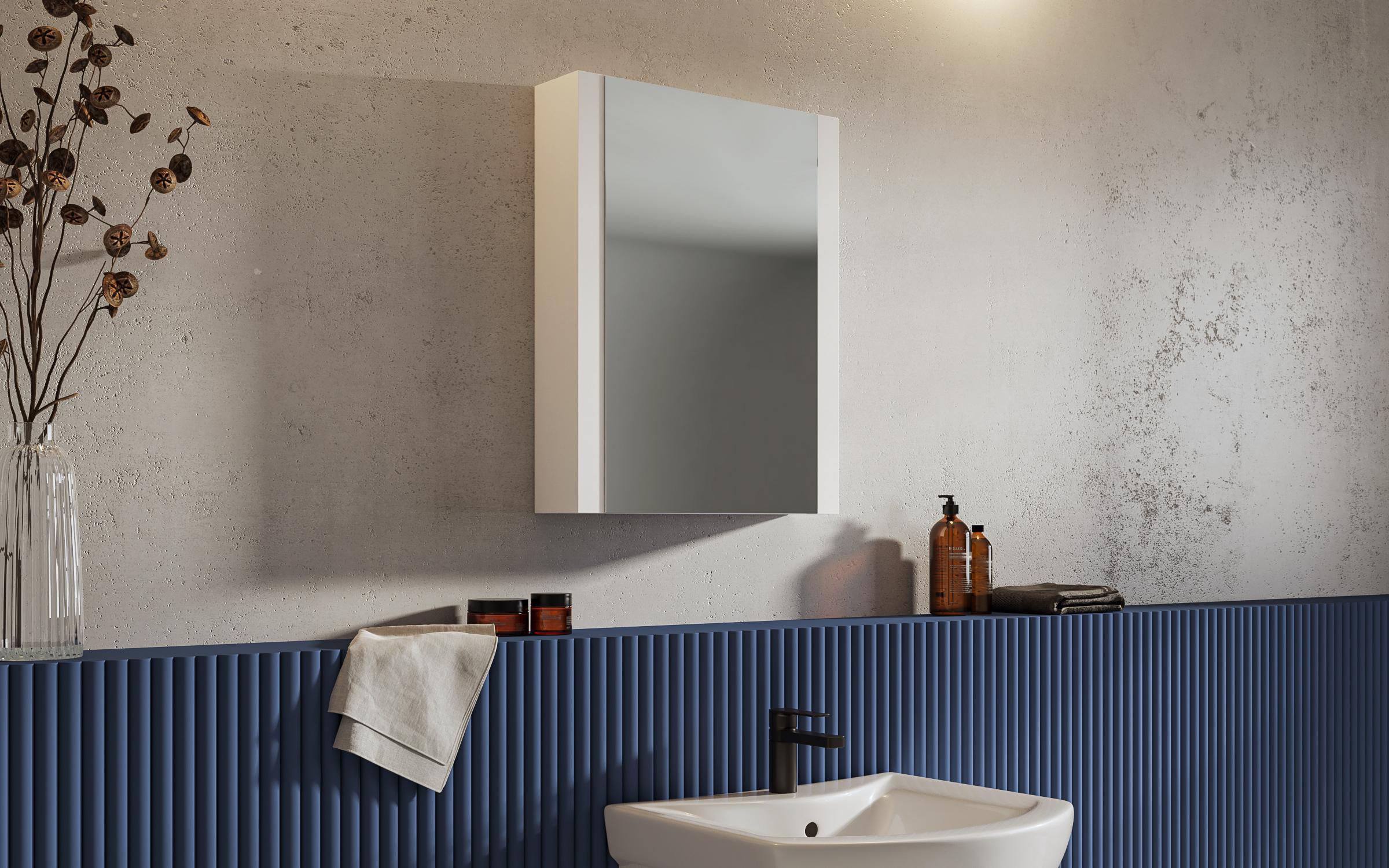 Dulap PVC pentru baie cu oglinda, alb  1