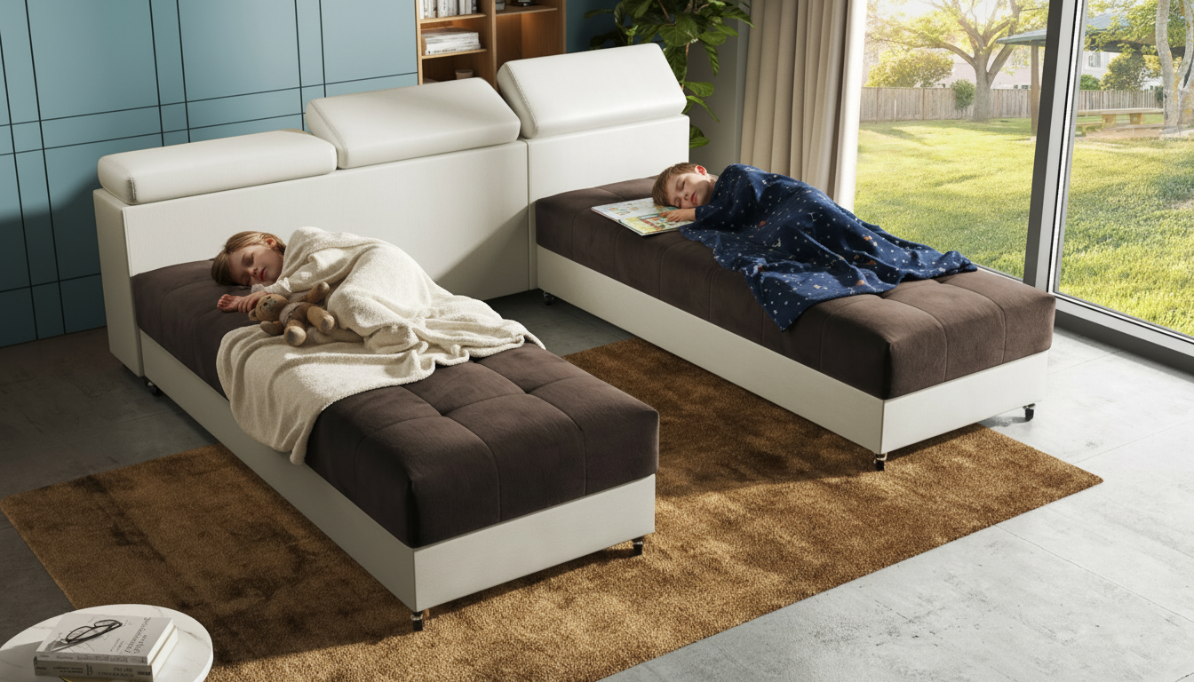 Coltar pentru living Galans, maro + piele bej  3
