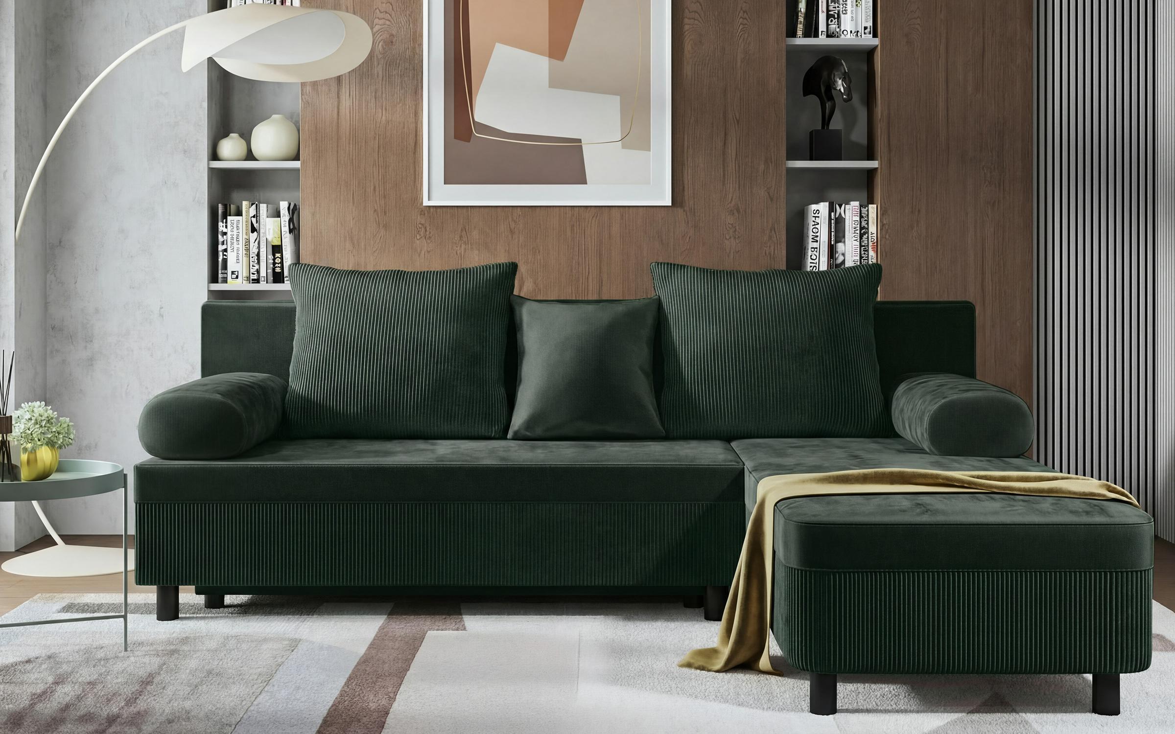 Set living Delano, verde + stejar wotan + negru  3