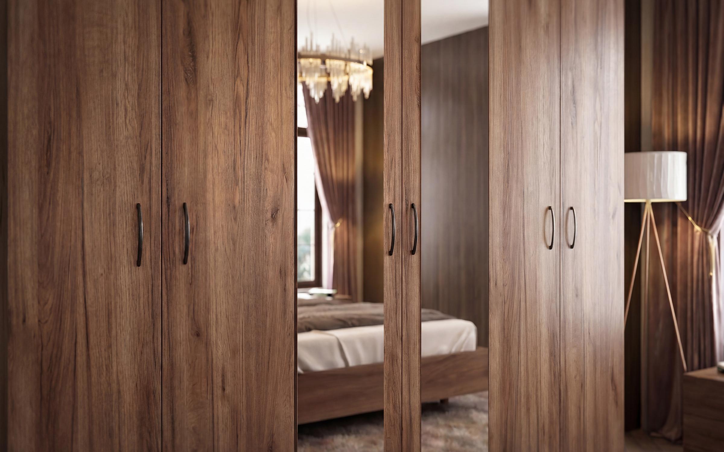 Set dormitor 160/200 Sielo, stejar Tabacco + decor marmura alba  4