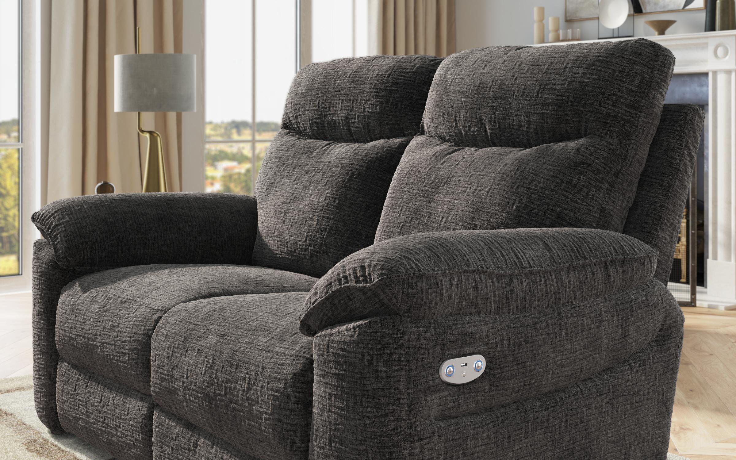 Recliner 2 locuri /mecanism electric/ Adesto, gri inchis  4