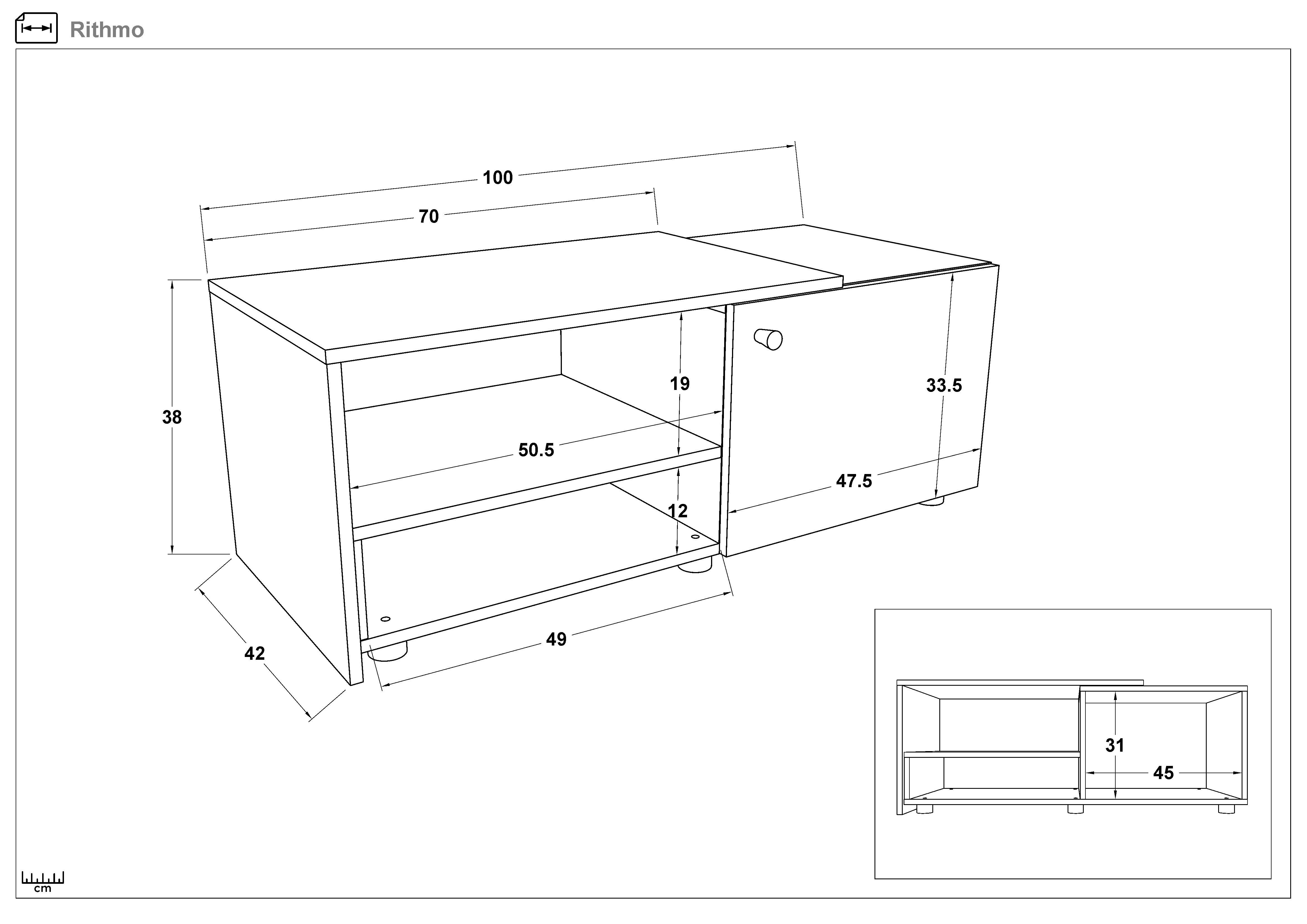 Modul TV Ritmo, stejar sonoma + alb lucios  2
