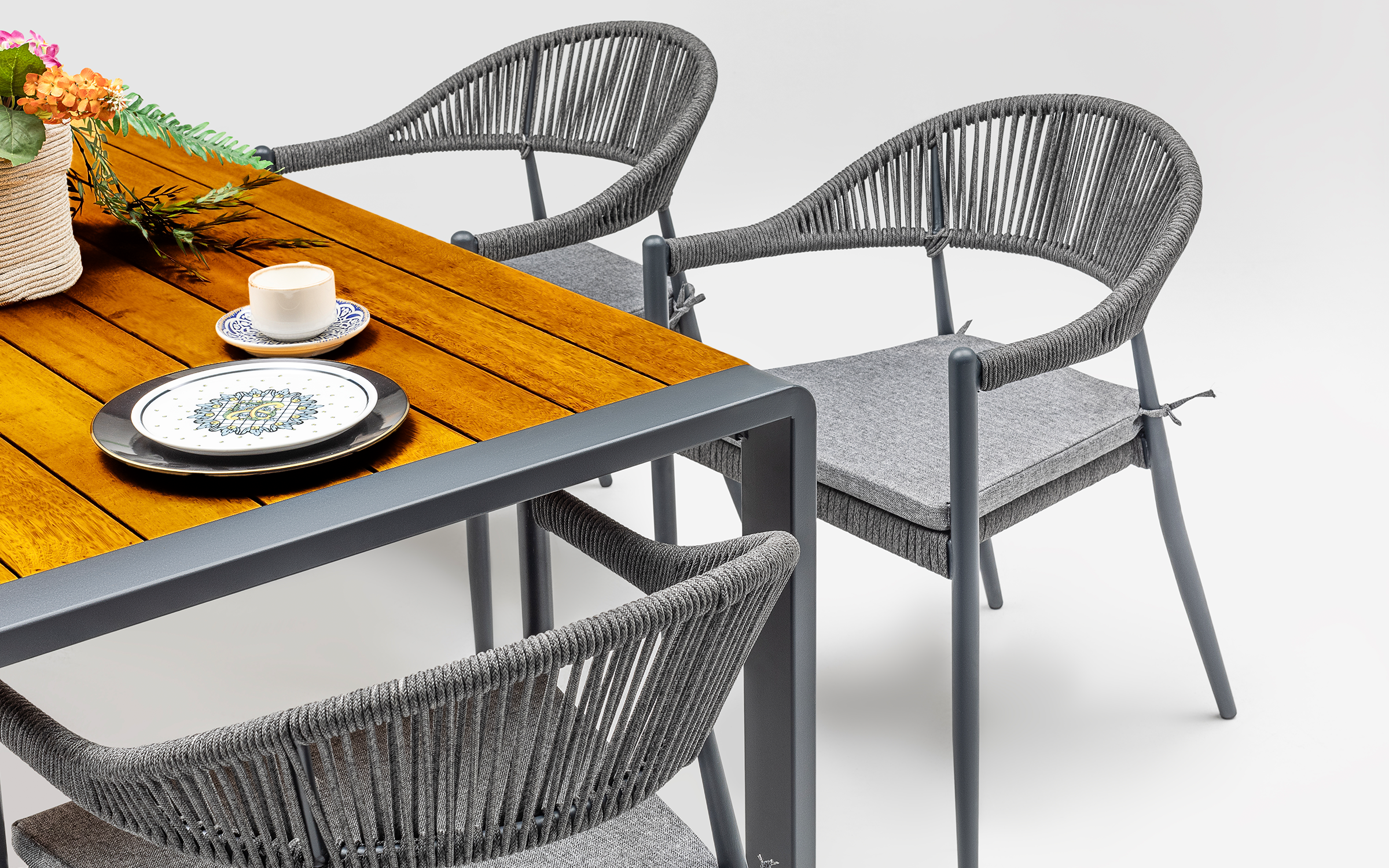 Masa de gradina Roxi 80, antracit + natural  2