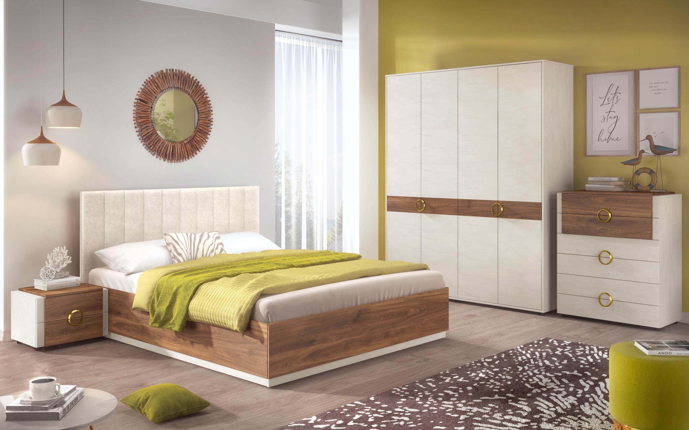 Pat dublu 160/200 Aronda, Silk + stejar coniac  5