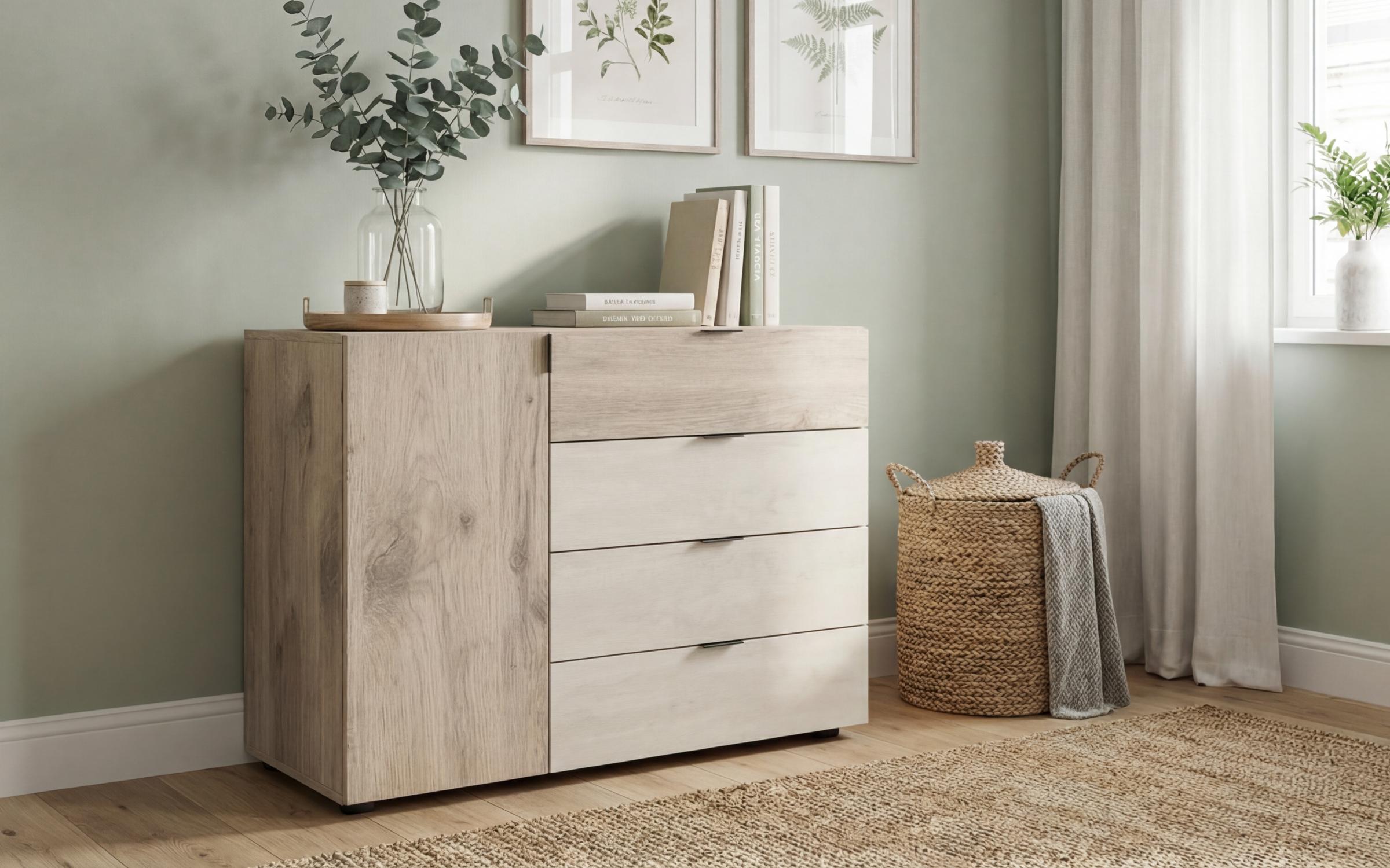 Comoda Belmar, Silk + stejar scandinav deschis  1