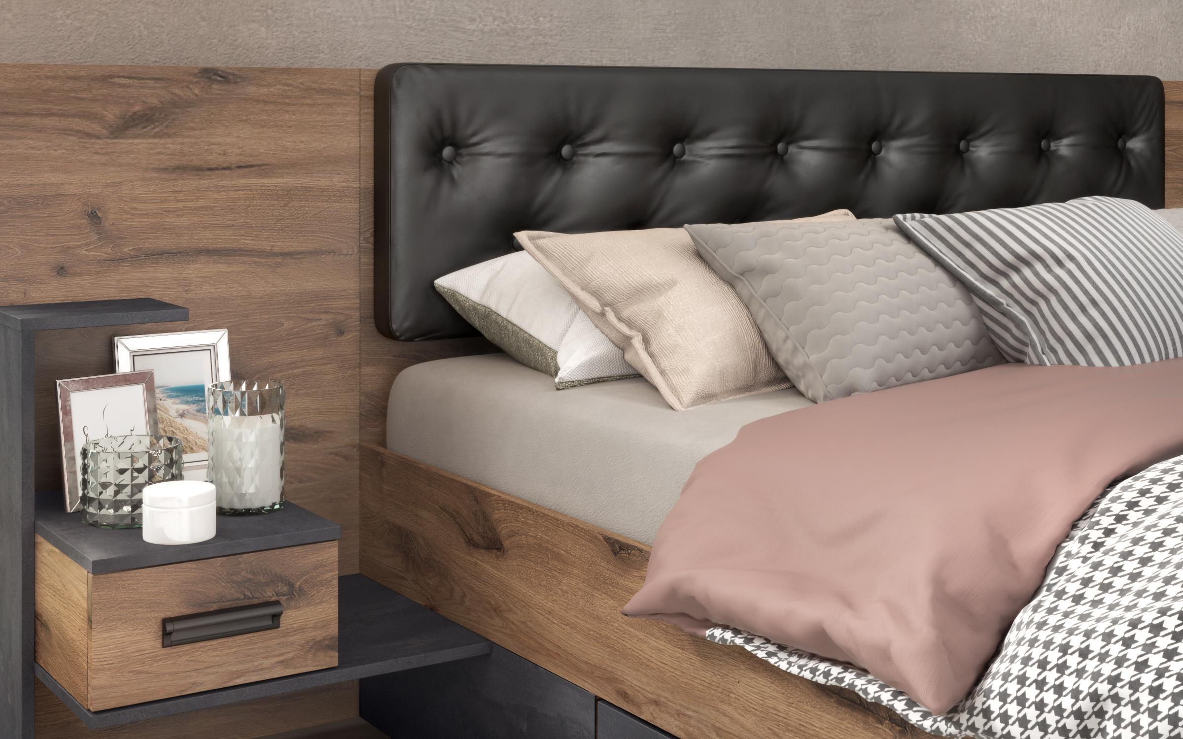 Set dormitor 160/200 Sandero, stejar scandinav inchis + Magma  6